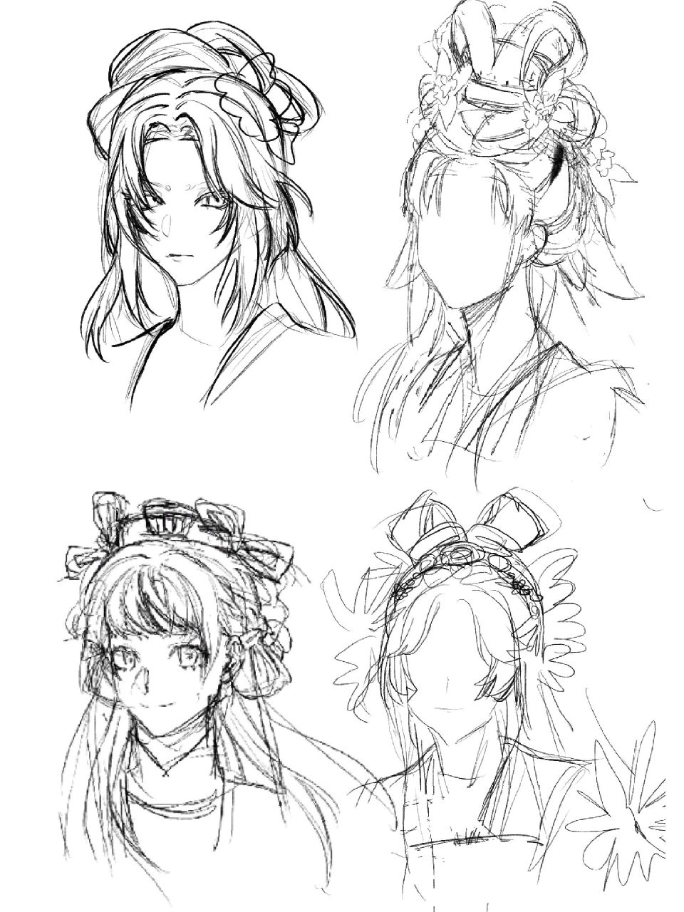 原创古风oc发型参考! 不可以搬运 后面有草稿