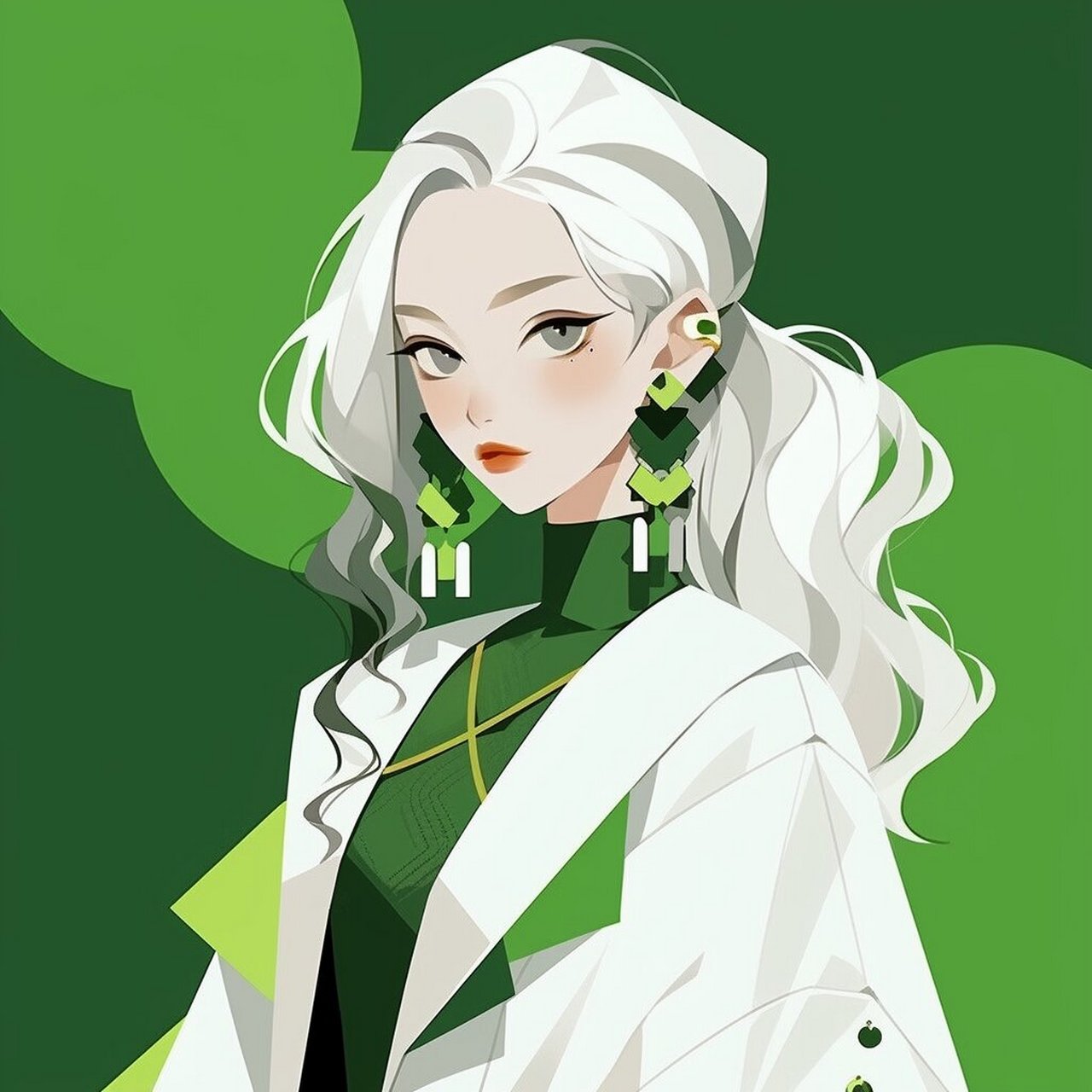 绿色的头发 小姐姐图片