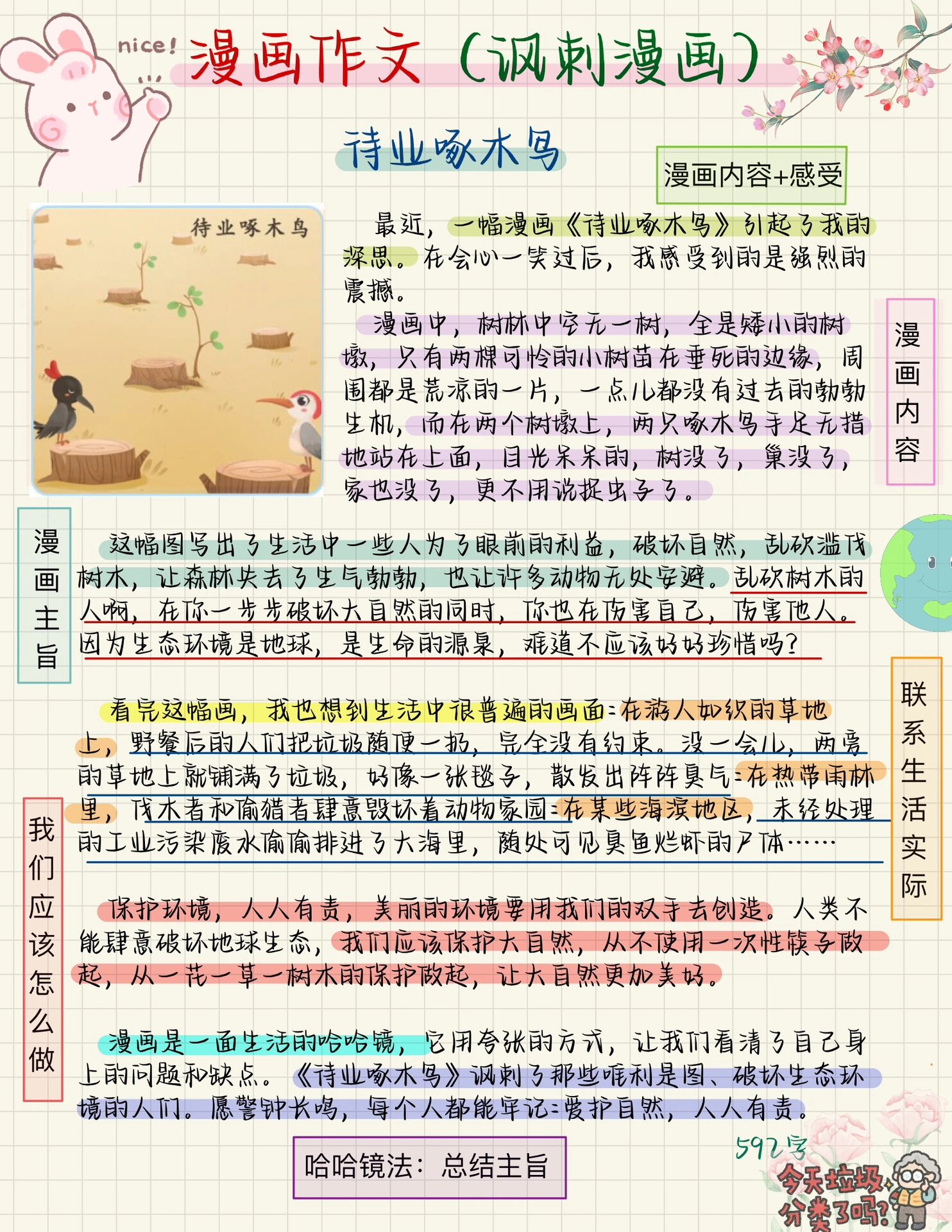 97五年级下册第八单元漫画作文(讽刺漫画