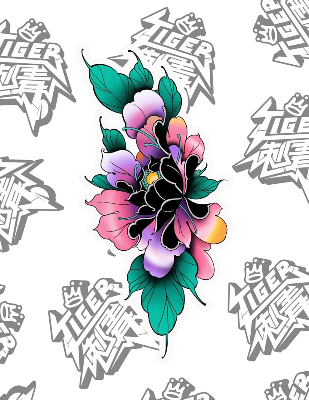 适合小臂的牡丹纹身手稿,男女都合适 #牡丹纹身# #牡丹花# #纹身手稿