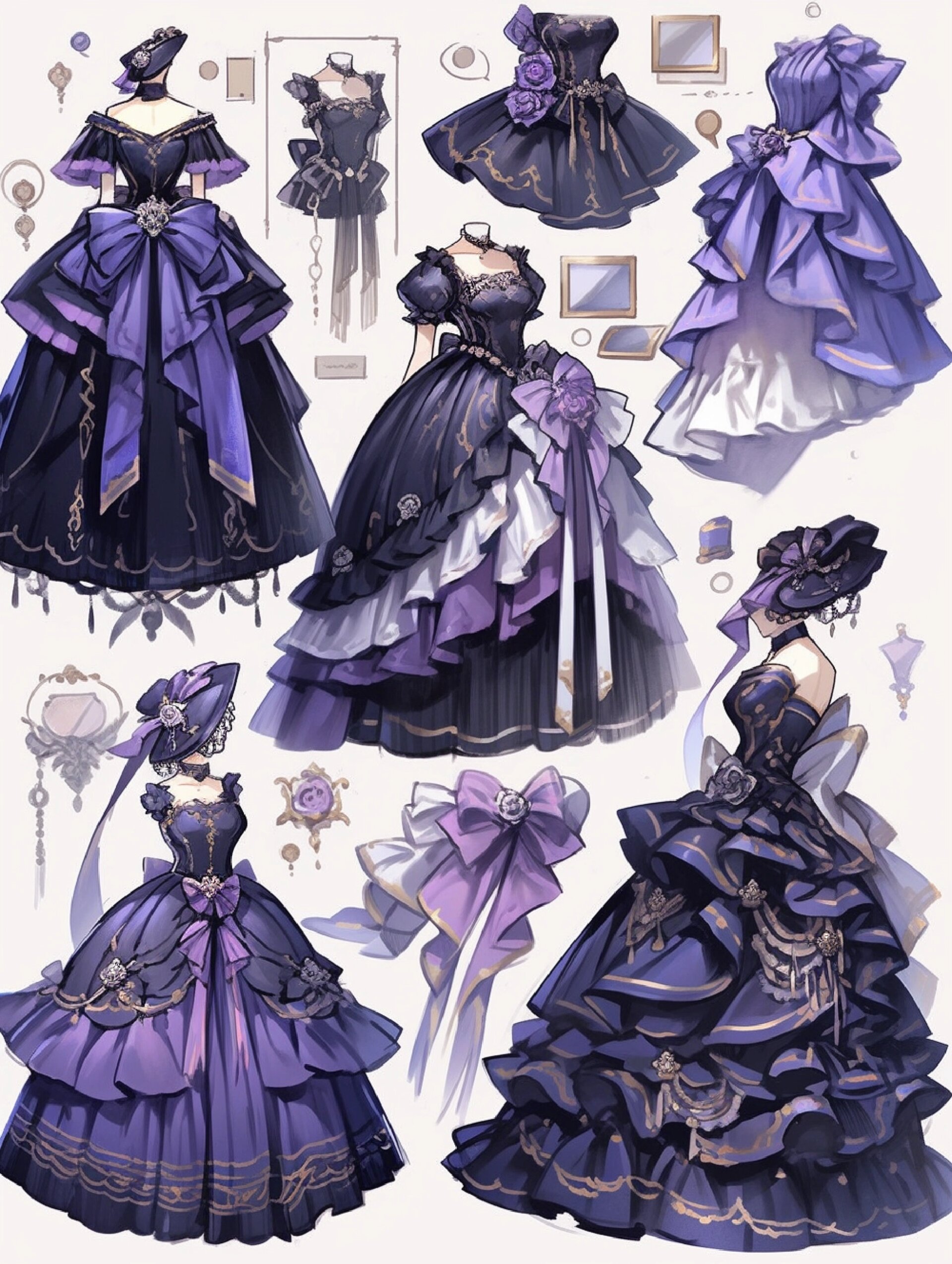 黑紫色小礼服裙‖服装展示