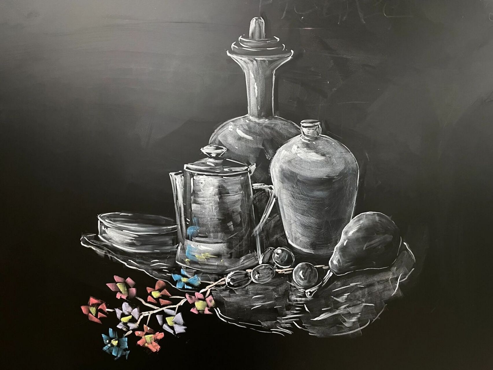 看厌了花花 看看瞎画的罐子吧#粉笔画# #黑板报素材