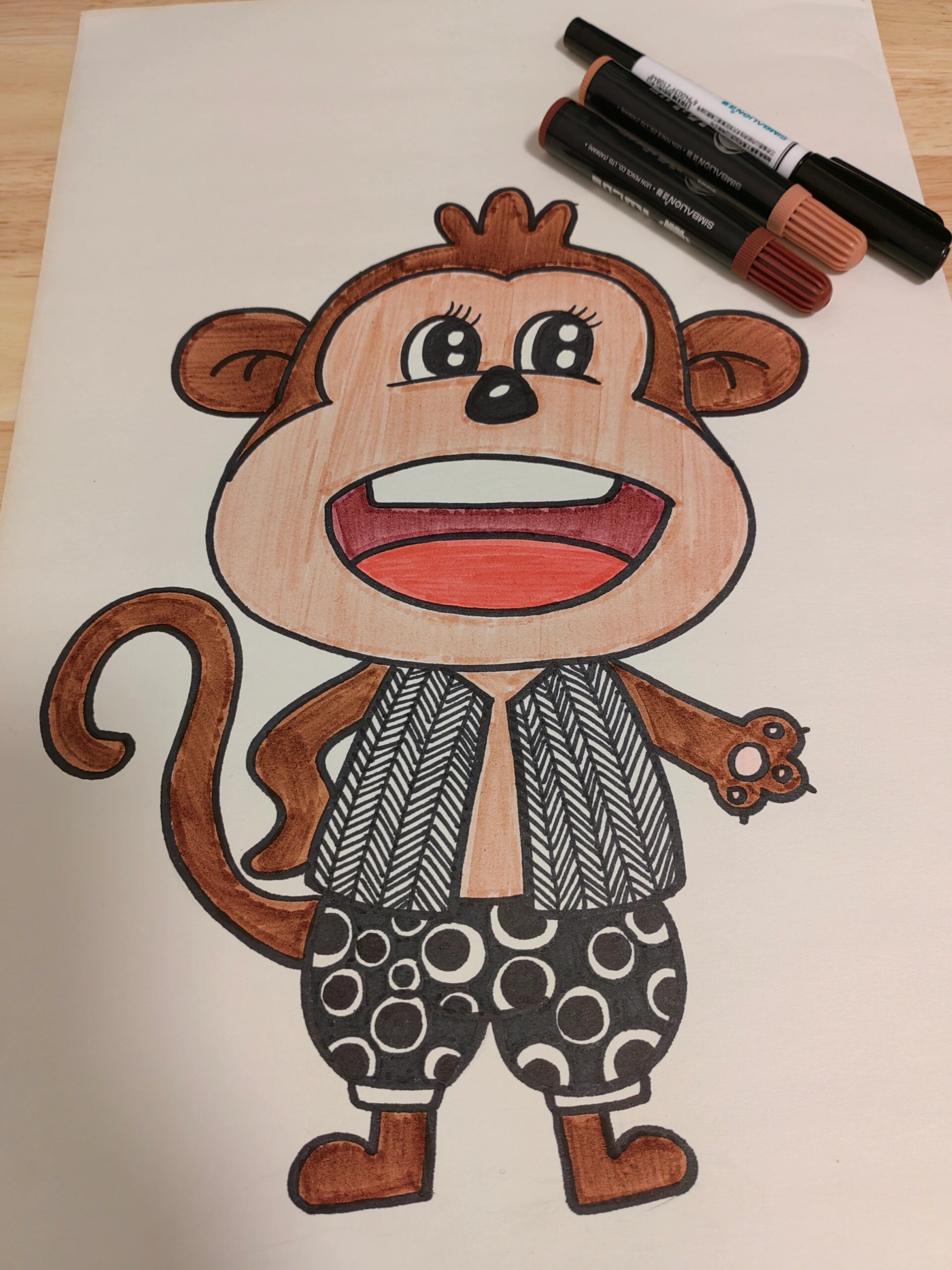 初级线描:丛林里的小猴子 教学目标: 1,通过观察图片,归纳总结小猴子