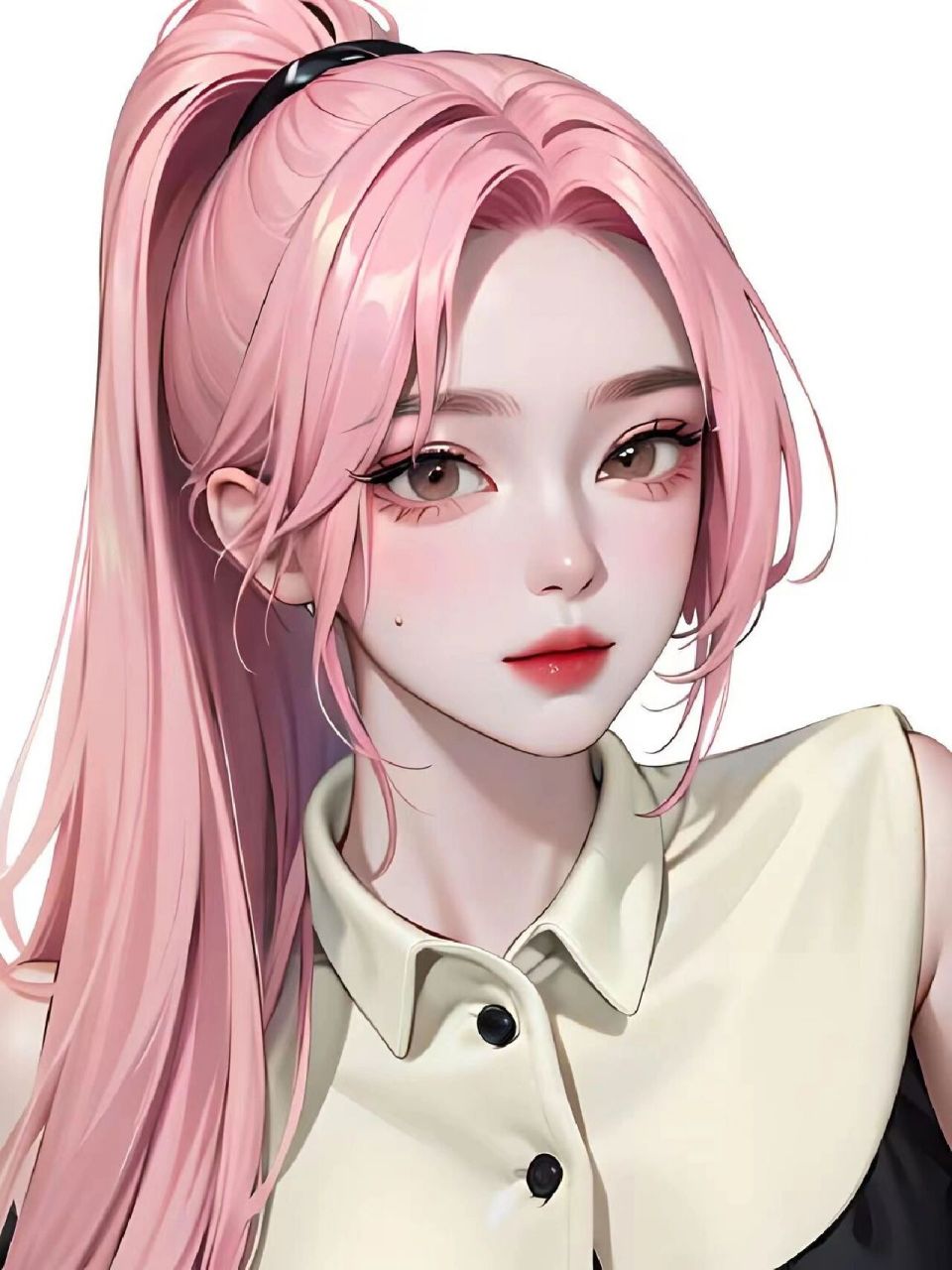 粉色系|扎马尾甜味御姐风美女头像