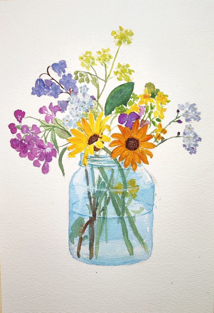 水彩瓶花练习 来自又画水彩系统课9期.