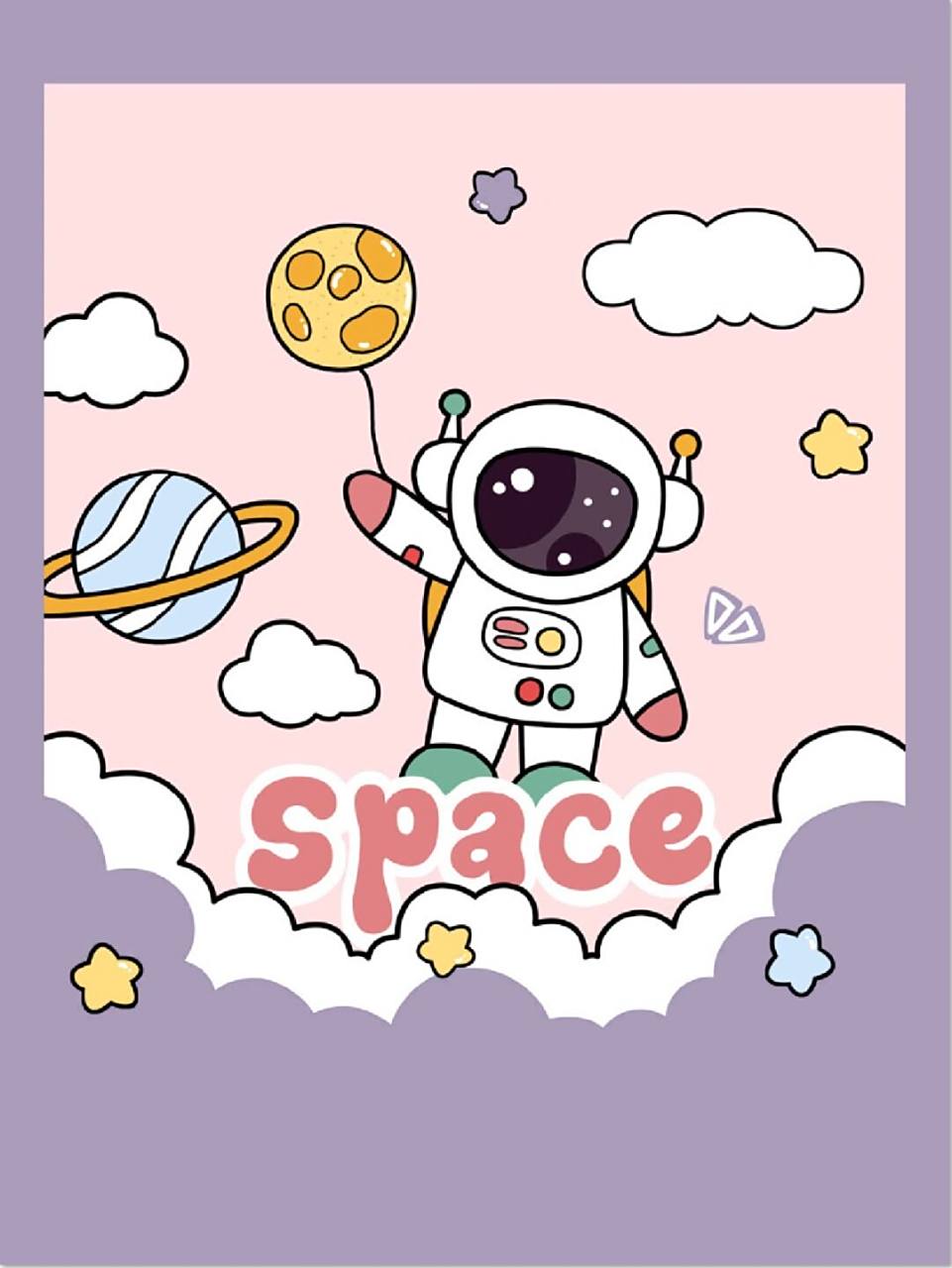 647期 可爱卡通宇航员 图案壁纸 #壁纸# #原创壁纸# #手机壁纸