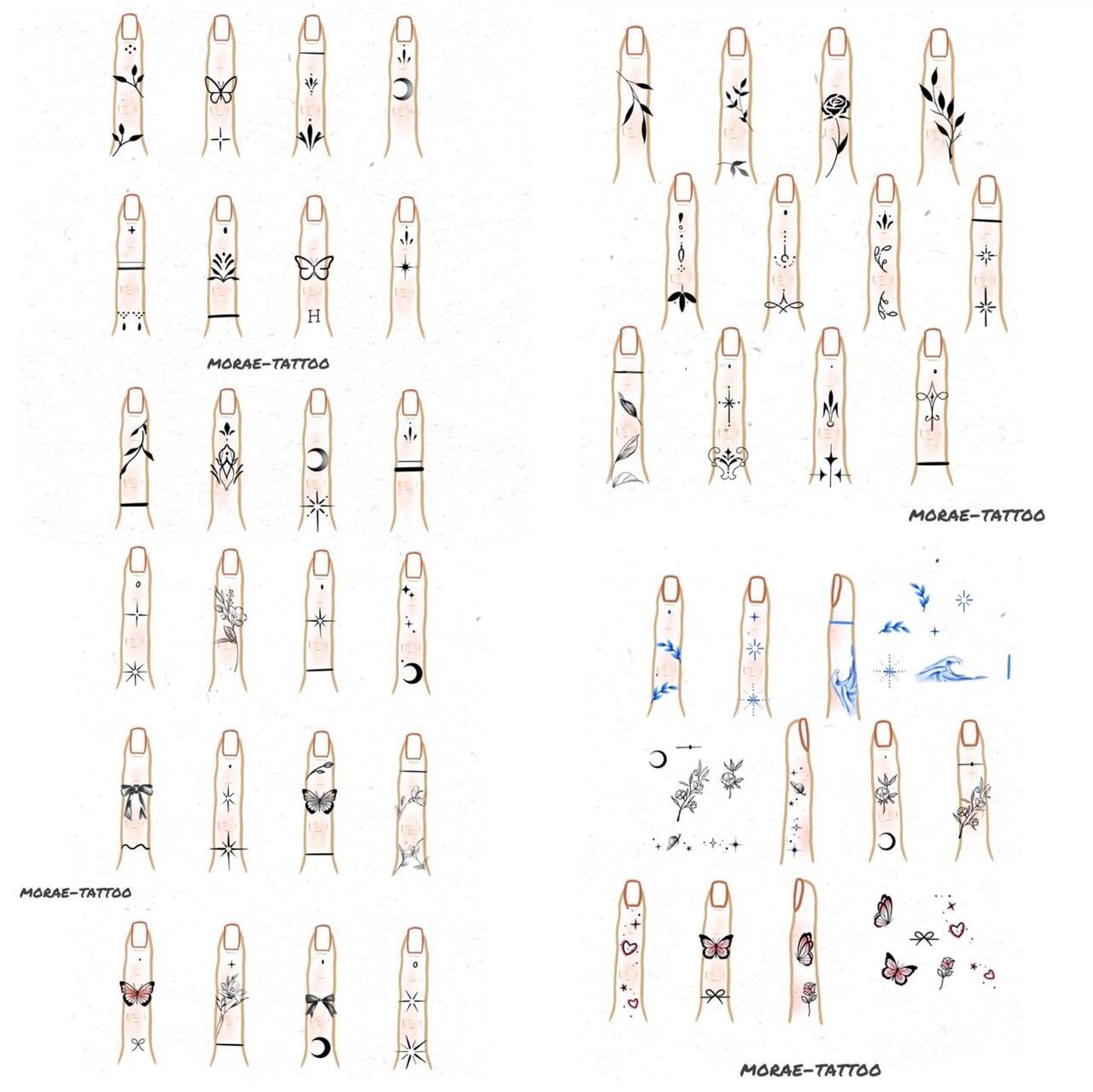 这是一期小清新风格手指纹身手稿 0299我有十根手指头岂不是可以