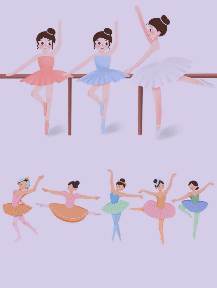 免抠素材‖手绘卡通可爱女孩芭蕾舞蹈人物