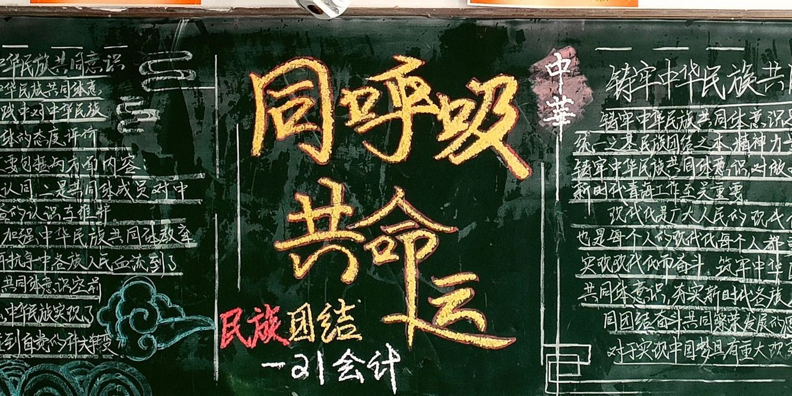 民族团结黑板报 完结撒花