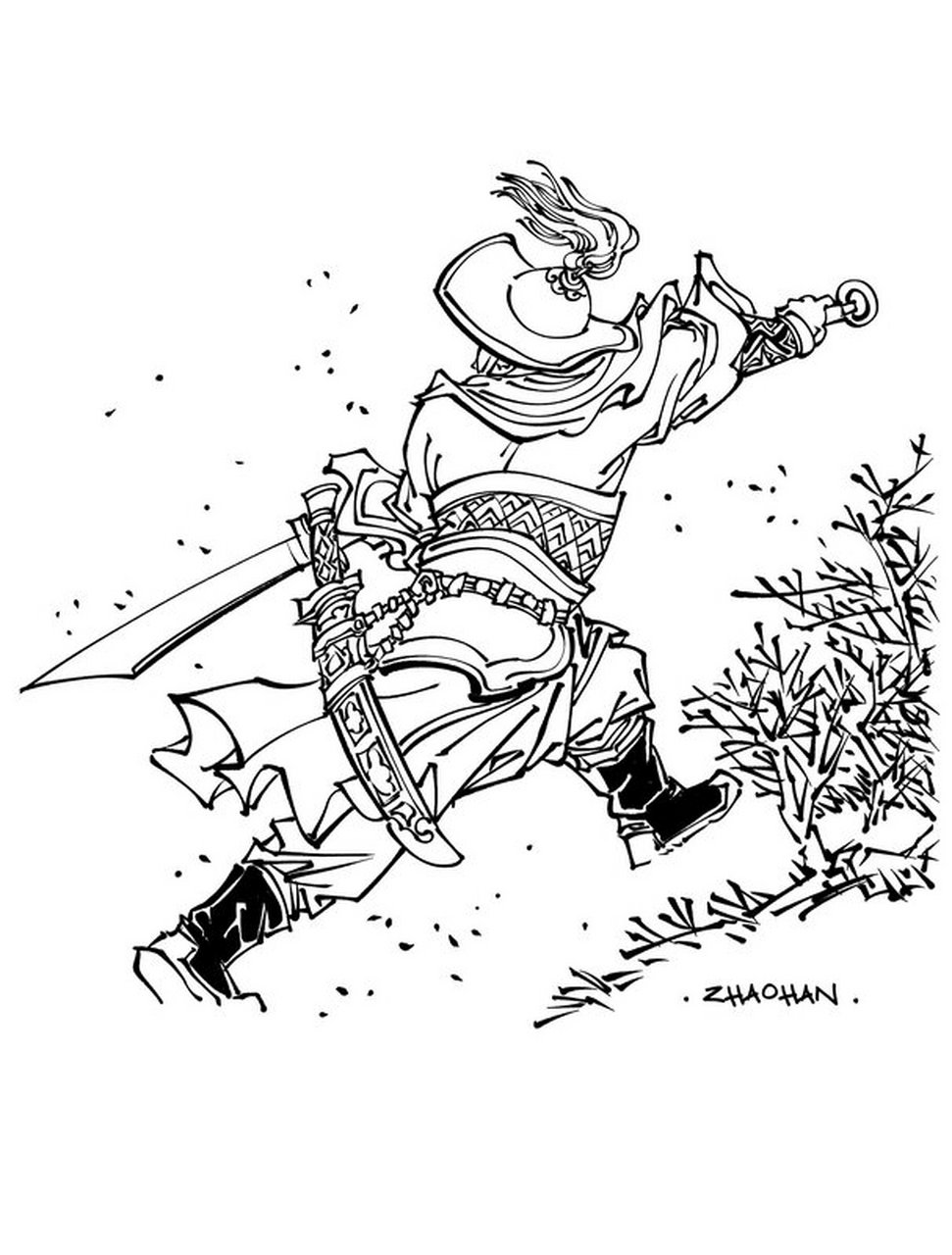 古代将领 传统白描 线描人物