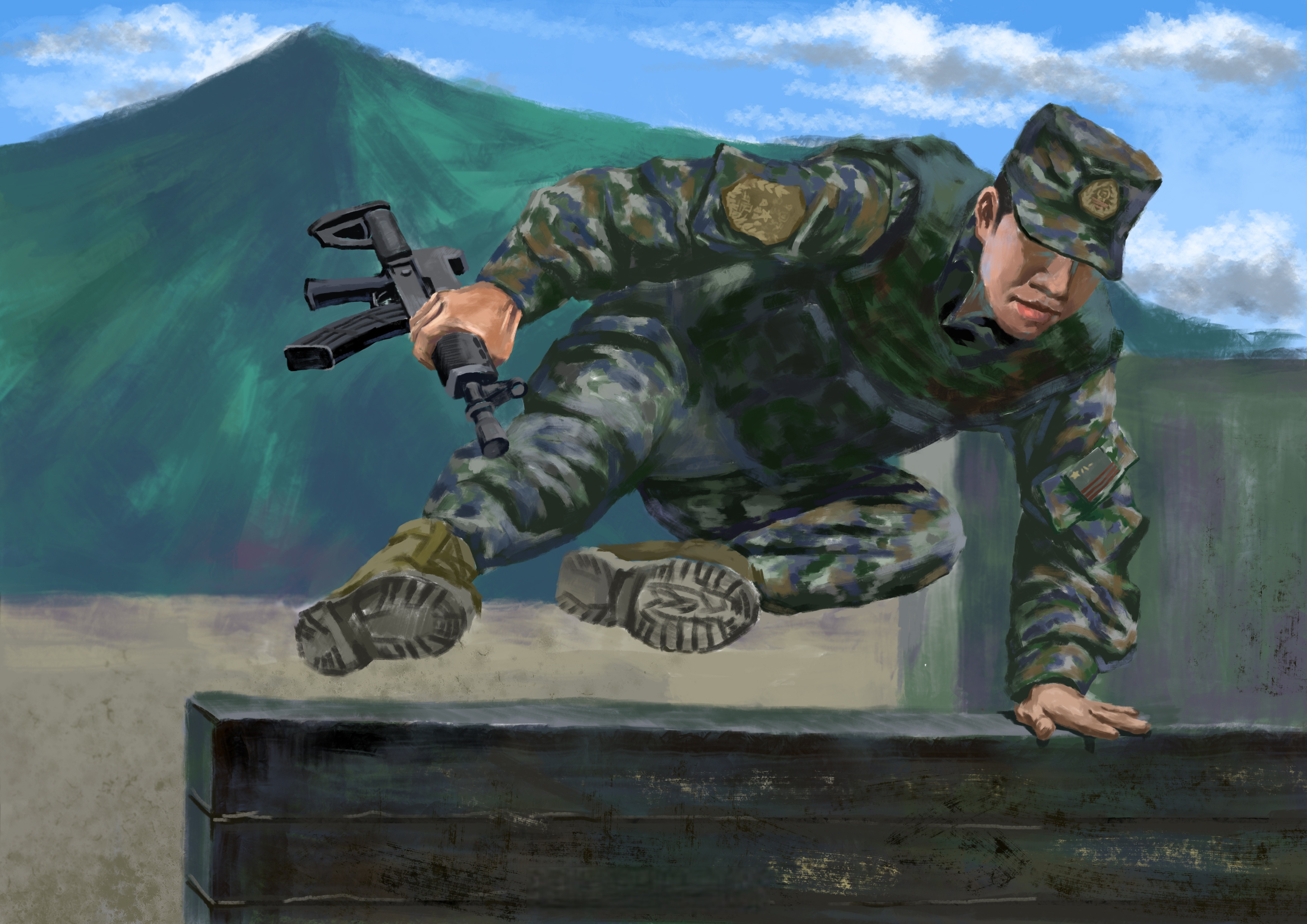 武警江苏总队的一组原创手绘漫画,带你走进练兵场,领略军人的模样!