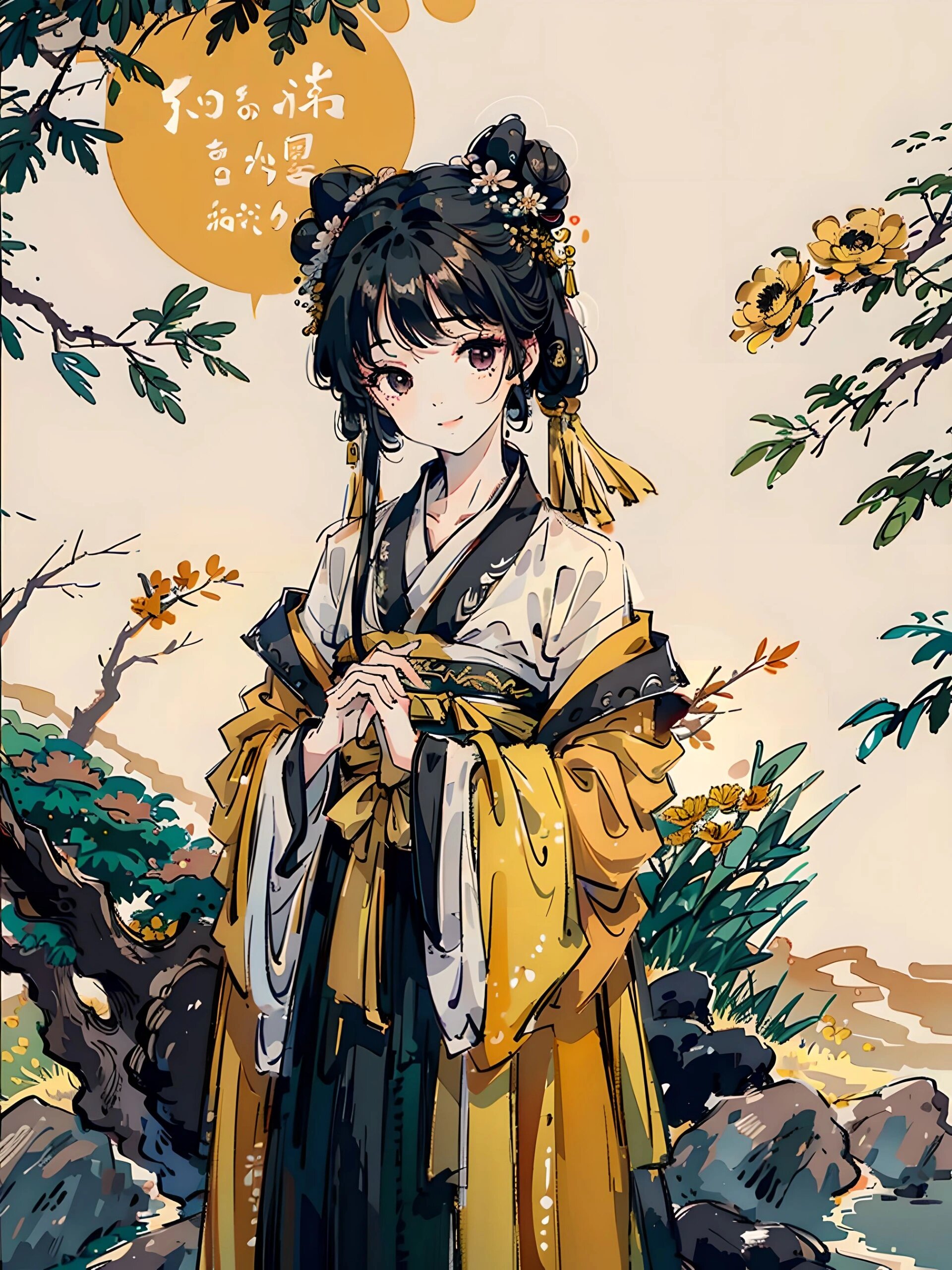 太美了吧ai插画可爱古风汉服襦裙美人太赞了