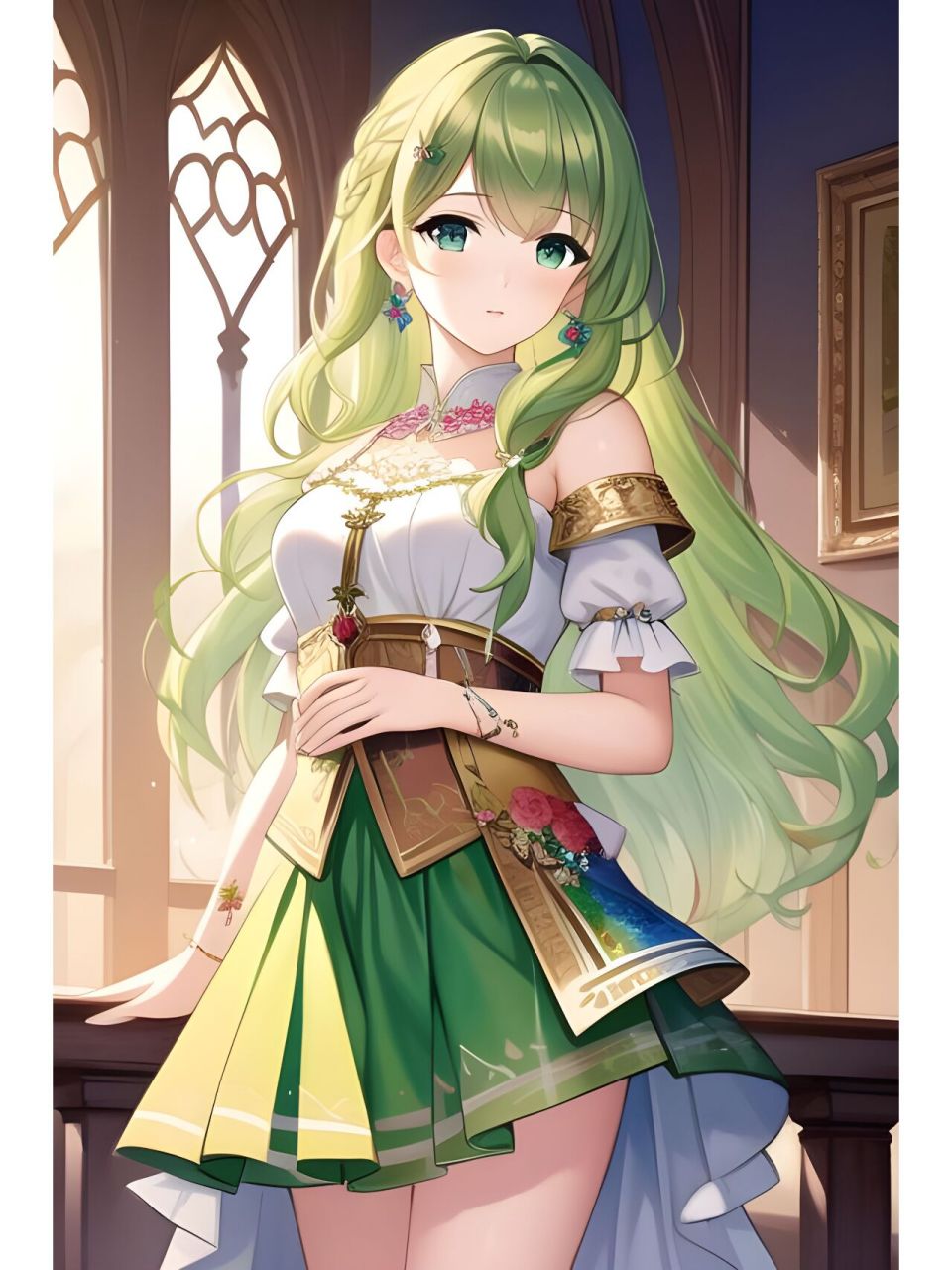 花园清凉绿系甜美公主,动漫二次元绘画人物