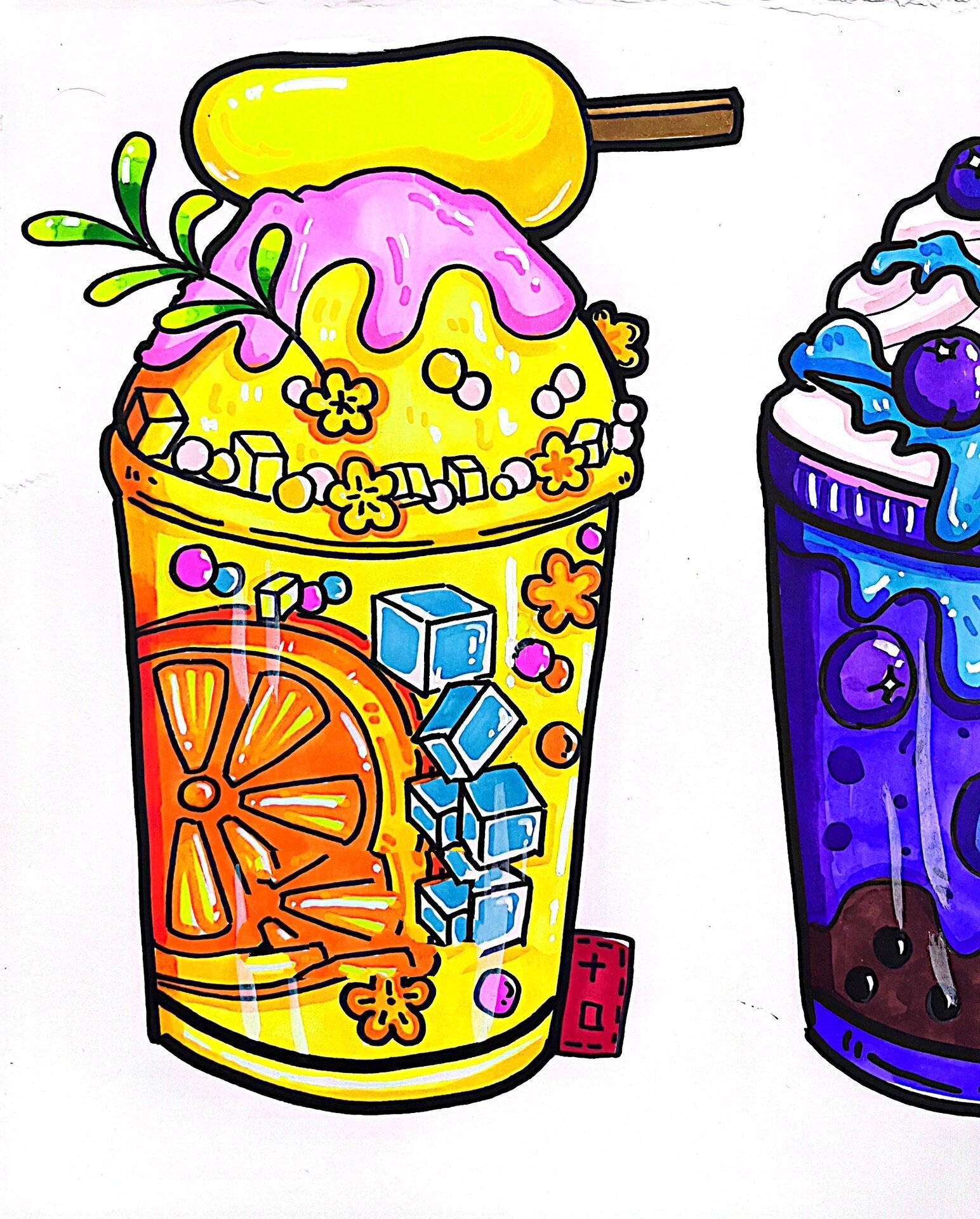 手绘奶茶素材/奶茶创意美术