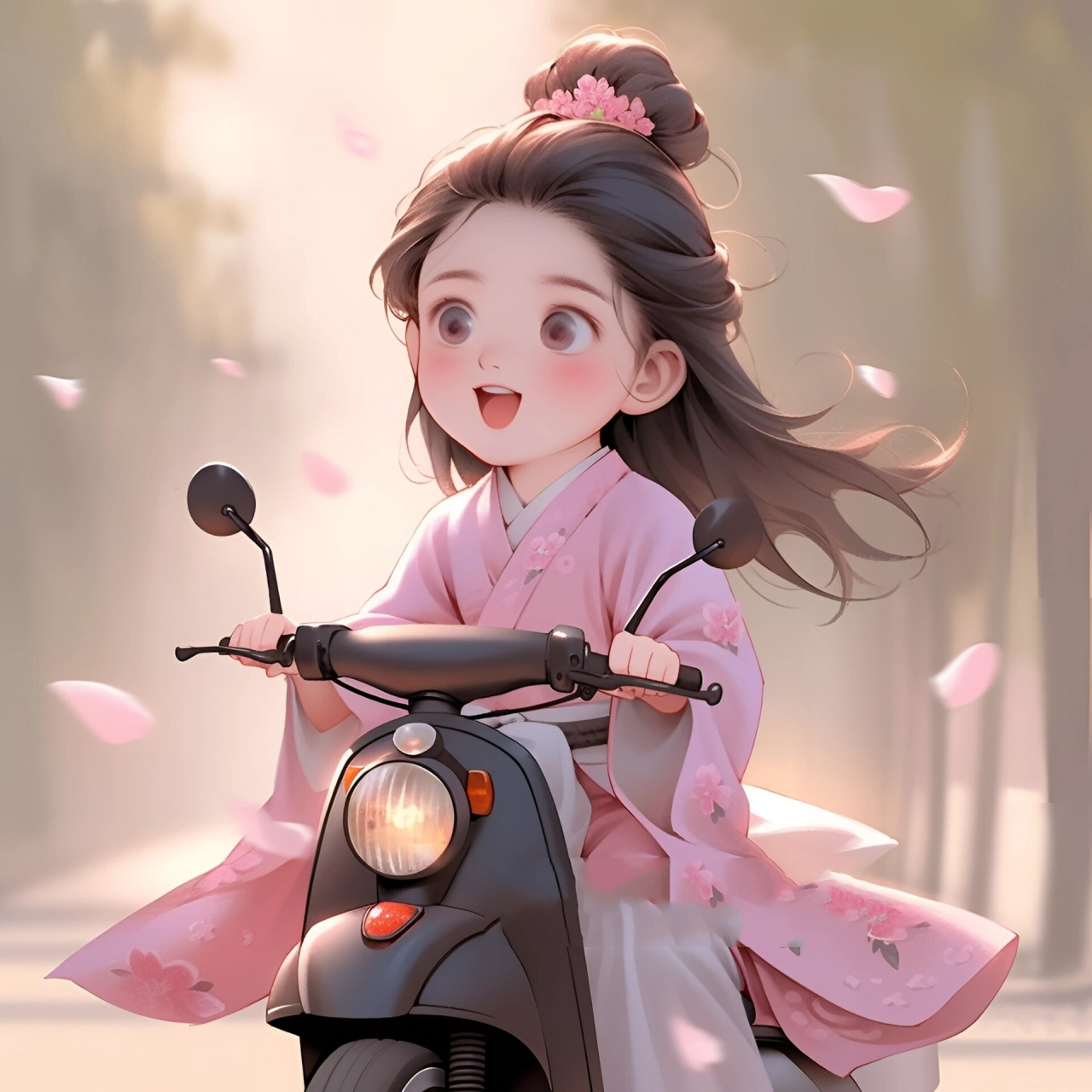 萌版古风头像/骑着我心爱的小摩托车 骑上我的野摩托,带你去看日不落.