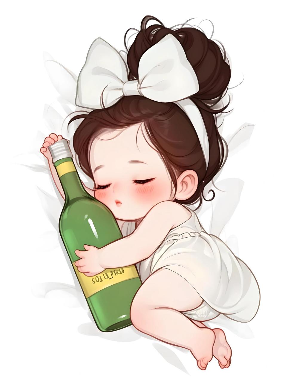 喝醉酒的女生可爱图片