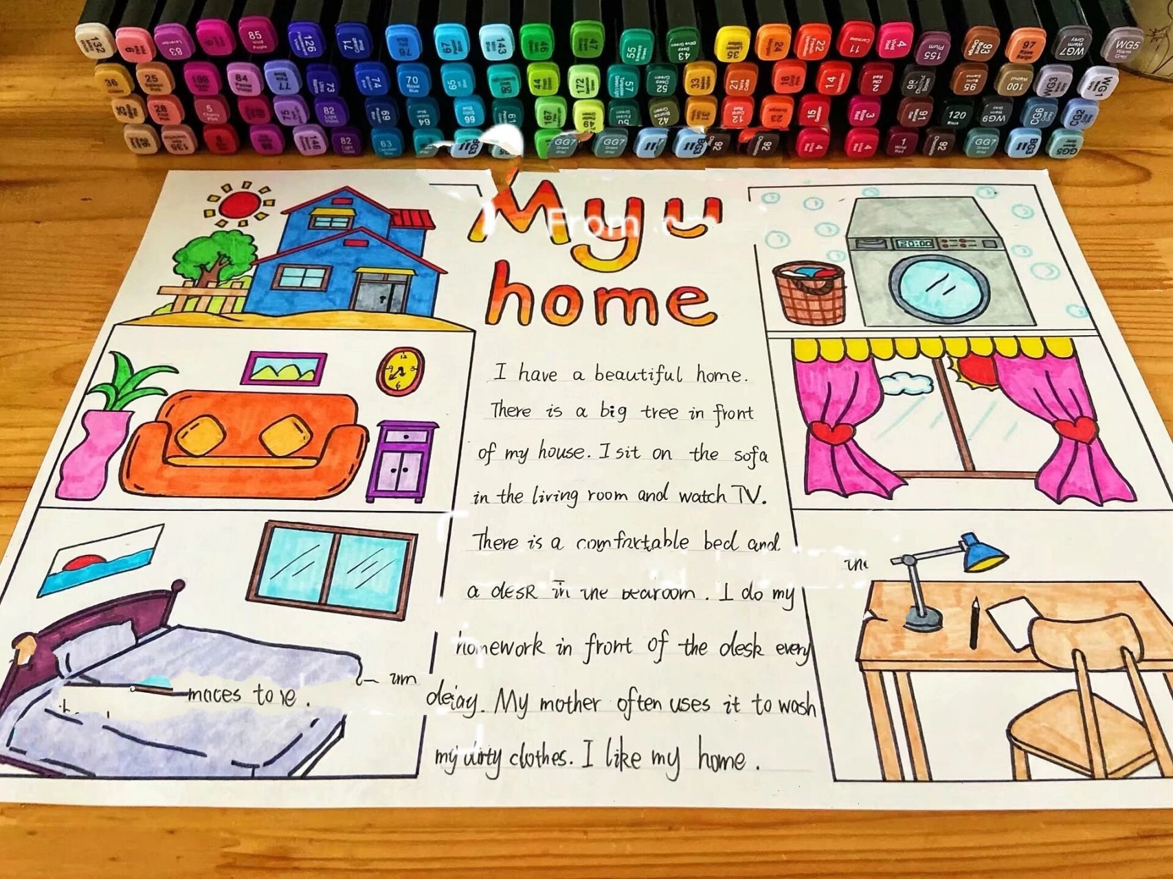 我的家英语小报 小学四年级英语第四单元mydreamhome小报,我的家英语