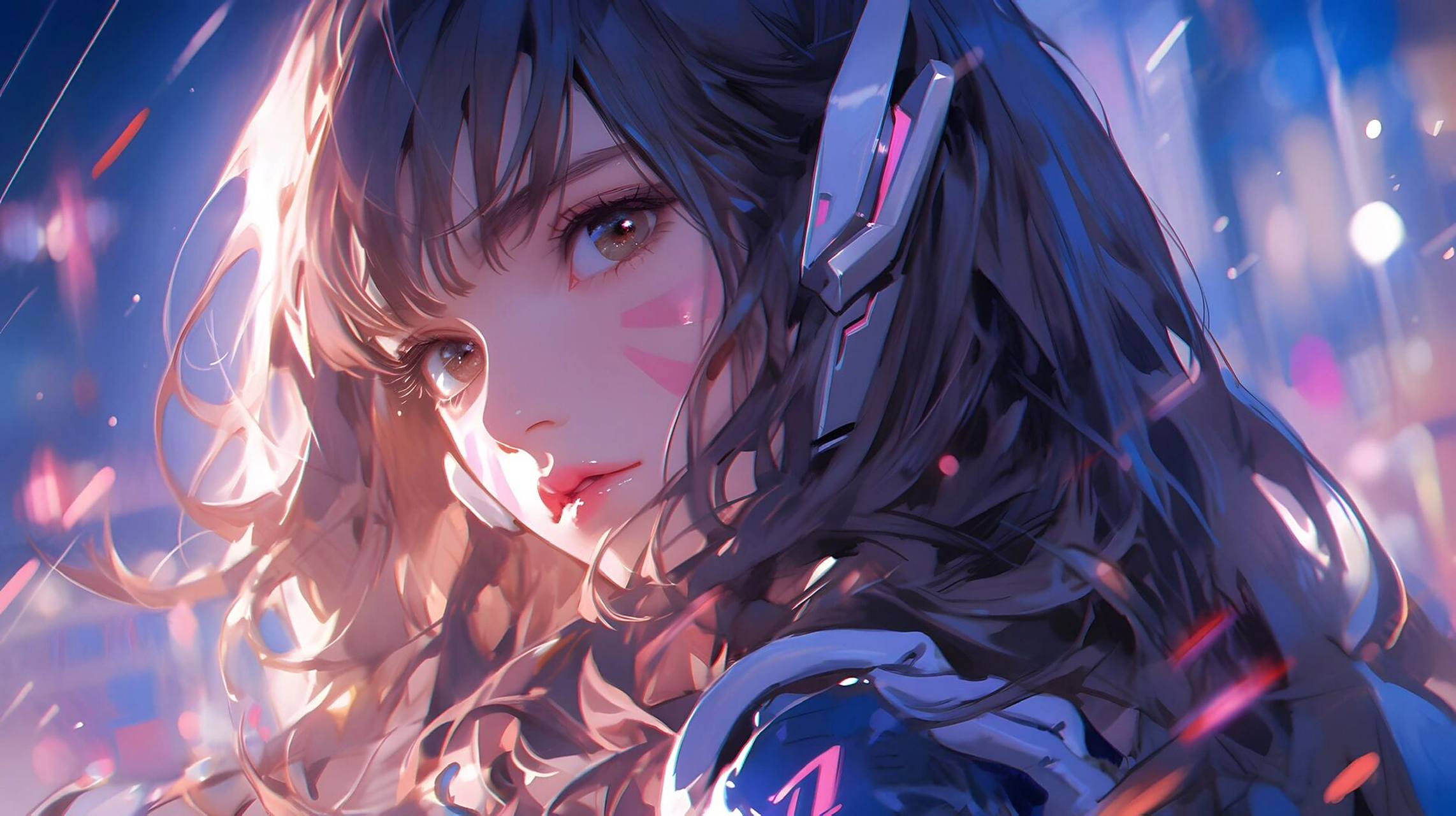 midjourney|电竞少女 dva|4k 16:9电脑壁纸