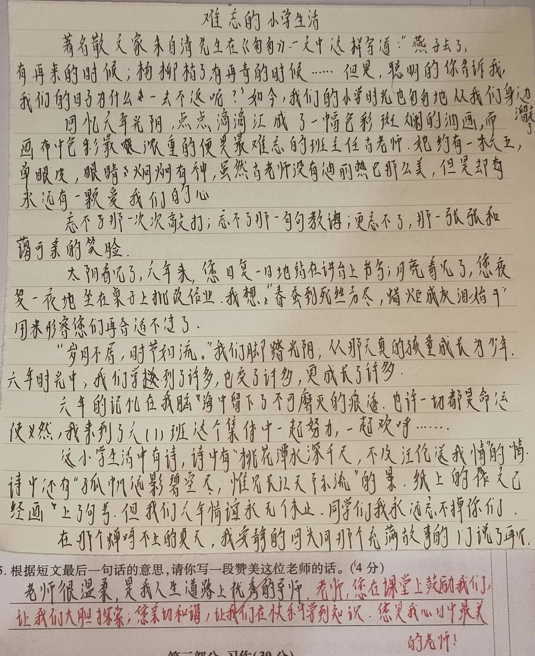 难忘的小学生活作文