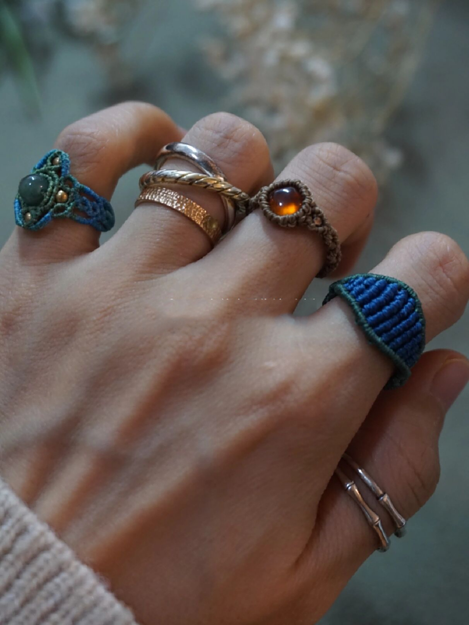 美丽的蜡线编织戒指950269♀150169♀150906 纯蜡