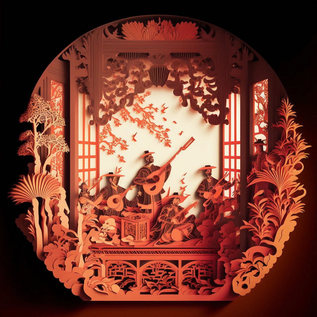 ai与非遗剪纸:中和韵乐 中文名:天坛神乐署中和韶乐 分类;音乐 地区