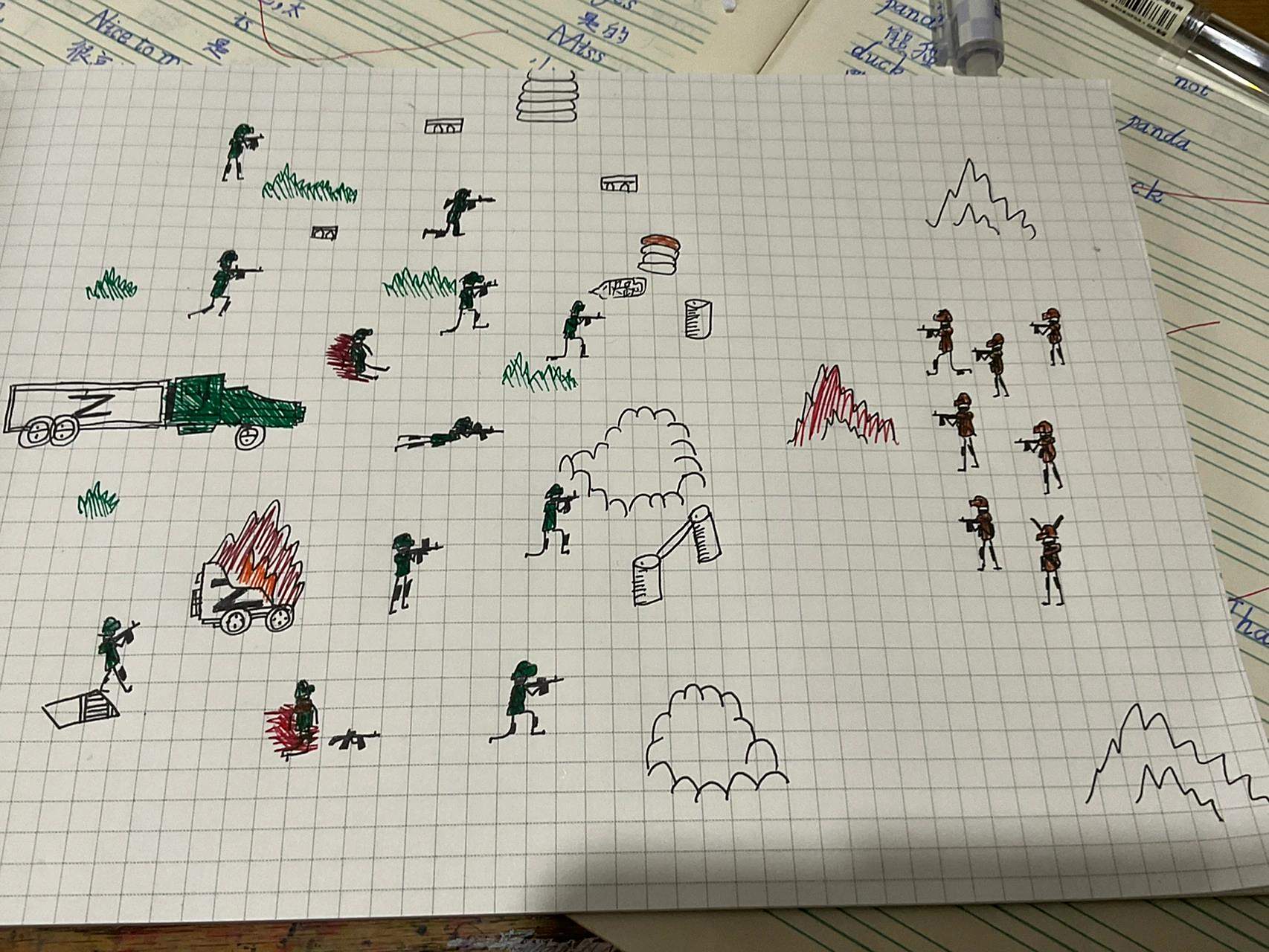 火柴人战争简笔画.