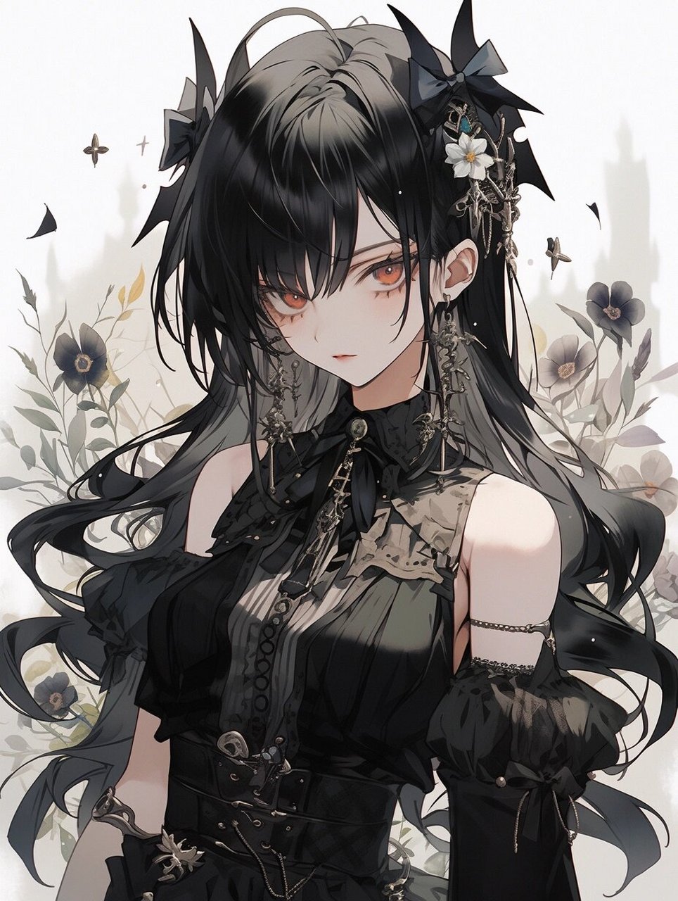 黑色系 | 酷酷的～ | 动漫女生头像壁纸插画