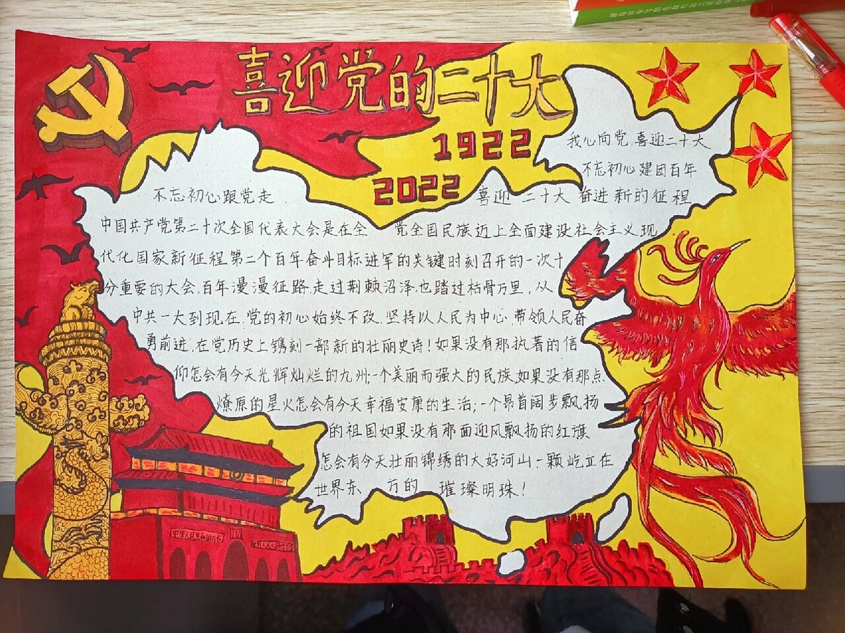 喜迎党的二十大手抄报