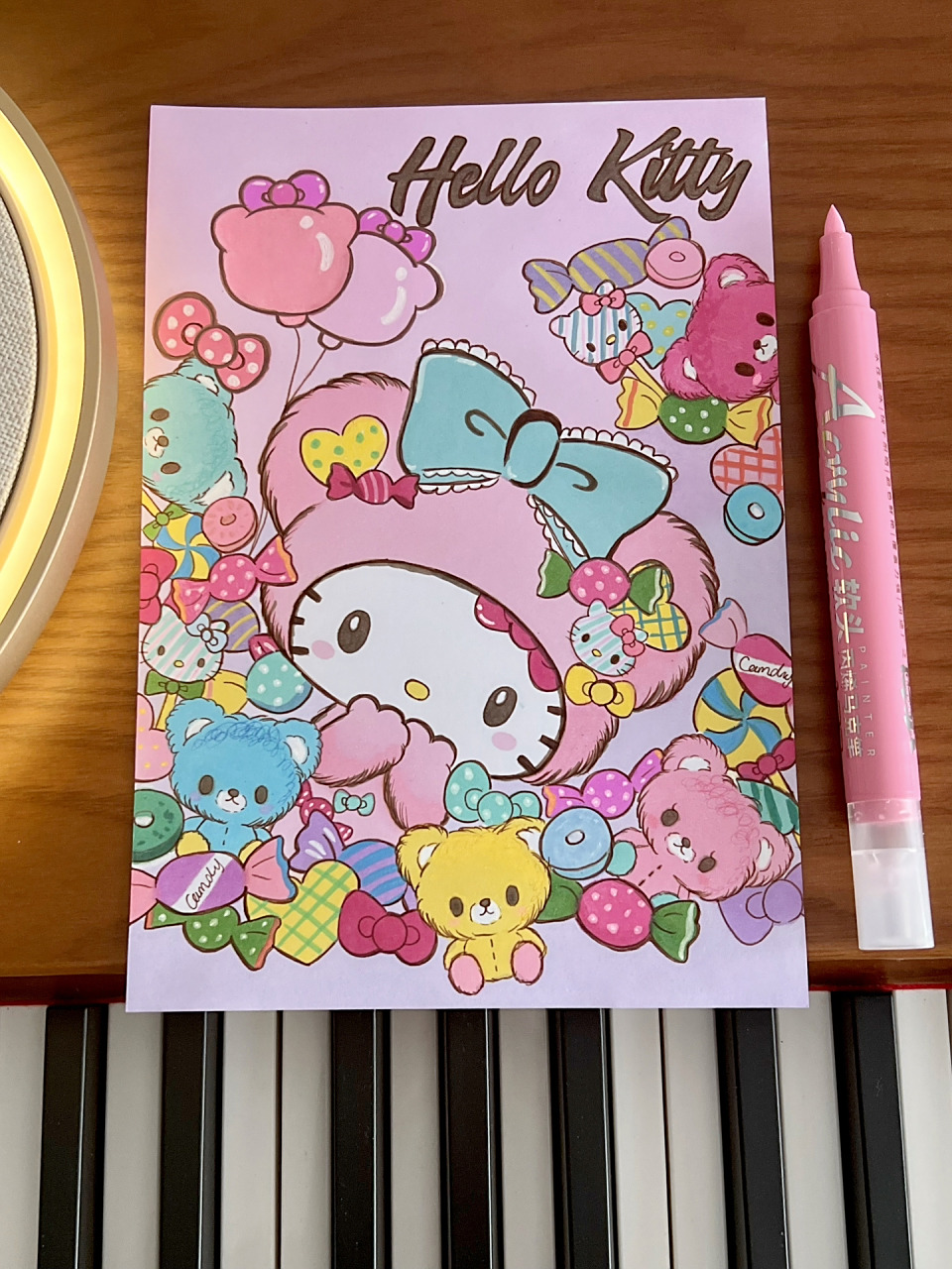 三丽鸥凯蒂猫|马克笔手绘 那就画一张粉粉嘟嘟的hel