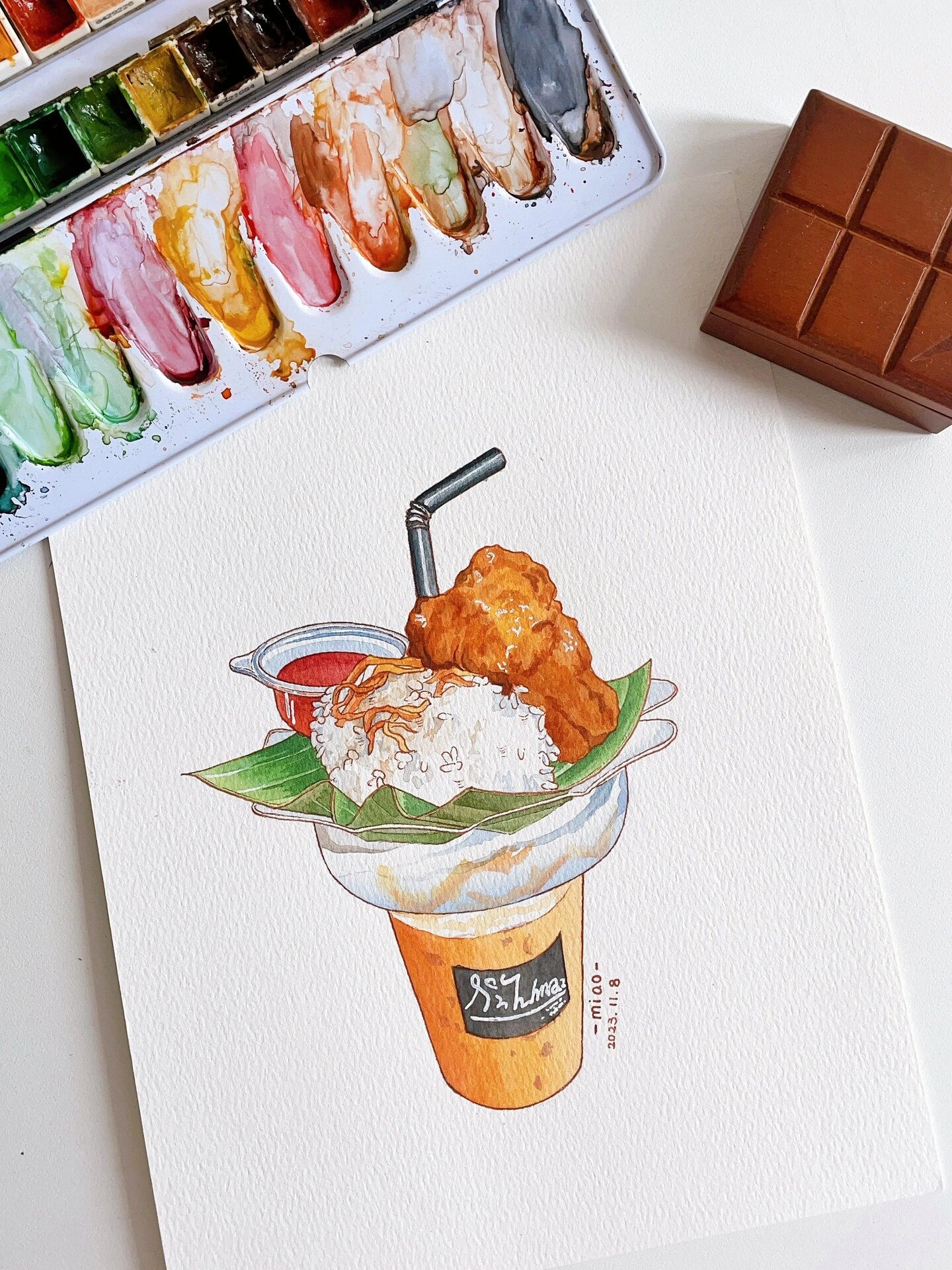 泰式糯米饭画画过程🎨