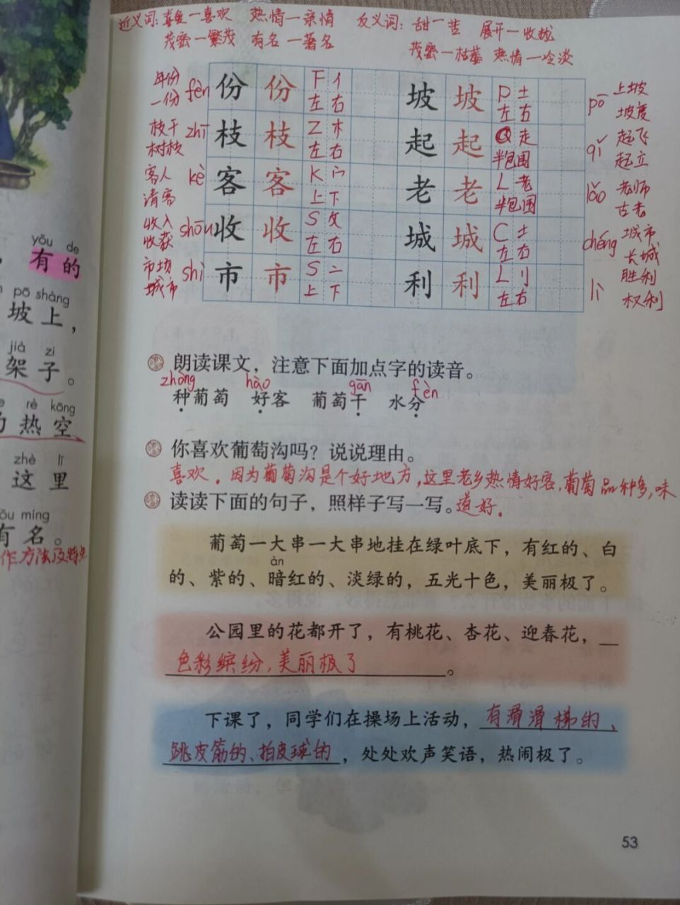 语文二上11《葡萄沟》预习 笔记