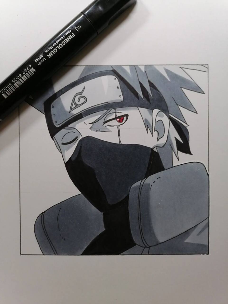 最帅卡卡西造型 #火影忍者# #手绘教程# #卡卡西