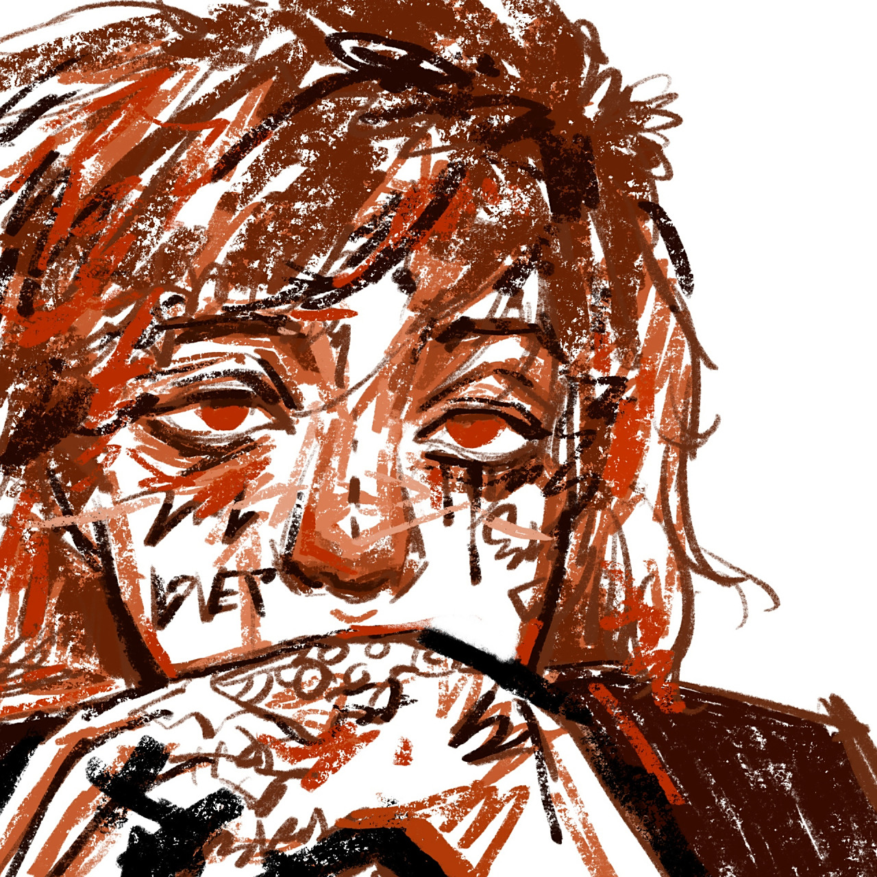 欧美艺术感抽象男头|四色(手绘头像56/100) 96工具99:procreate