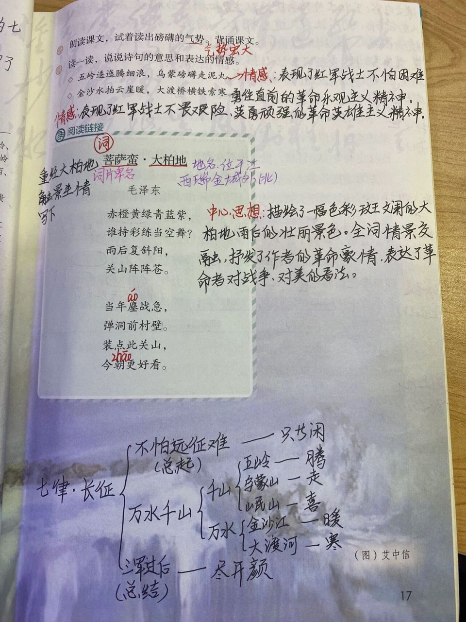 六年级上册语文第五课《七律·长征》课文笔记 六年级上册语文第五课