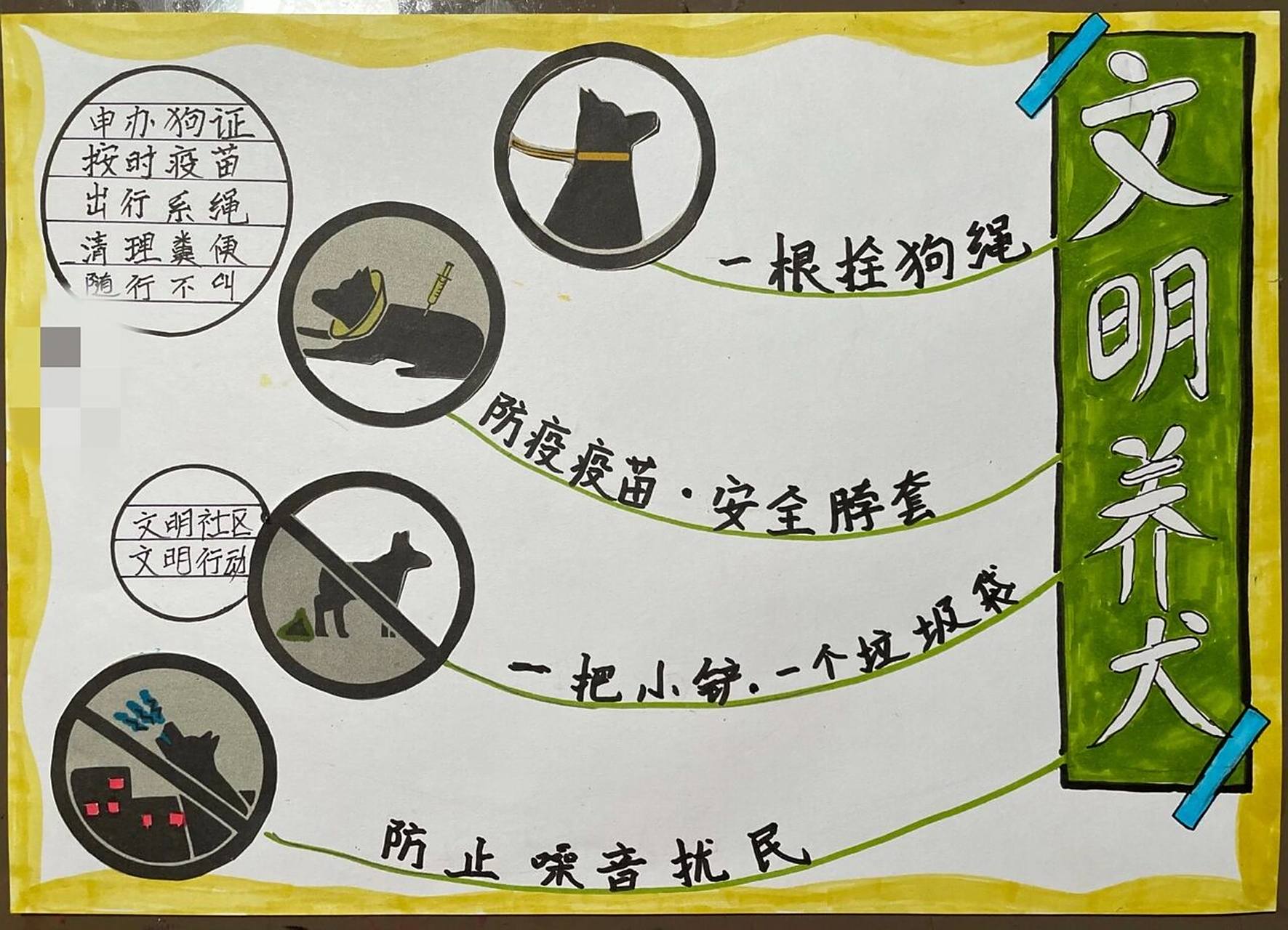 文明养犬手抄报 开始和宝贝一起志愿者,纪念一下.