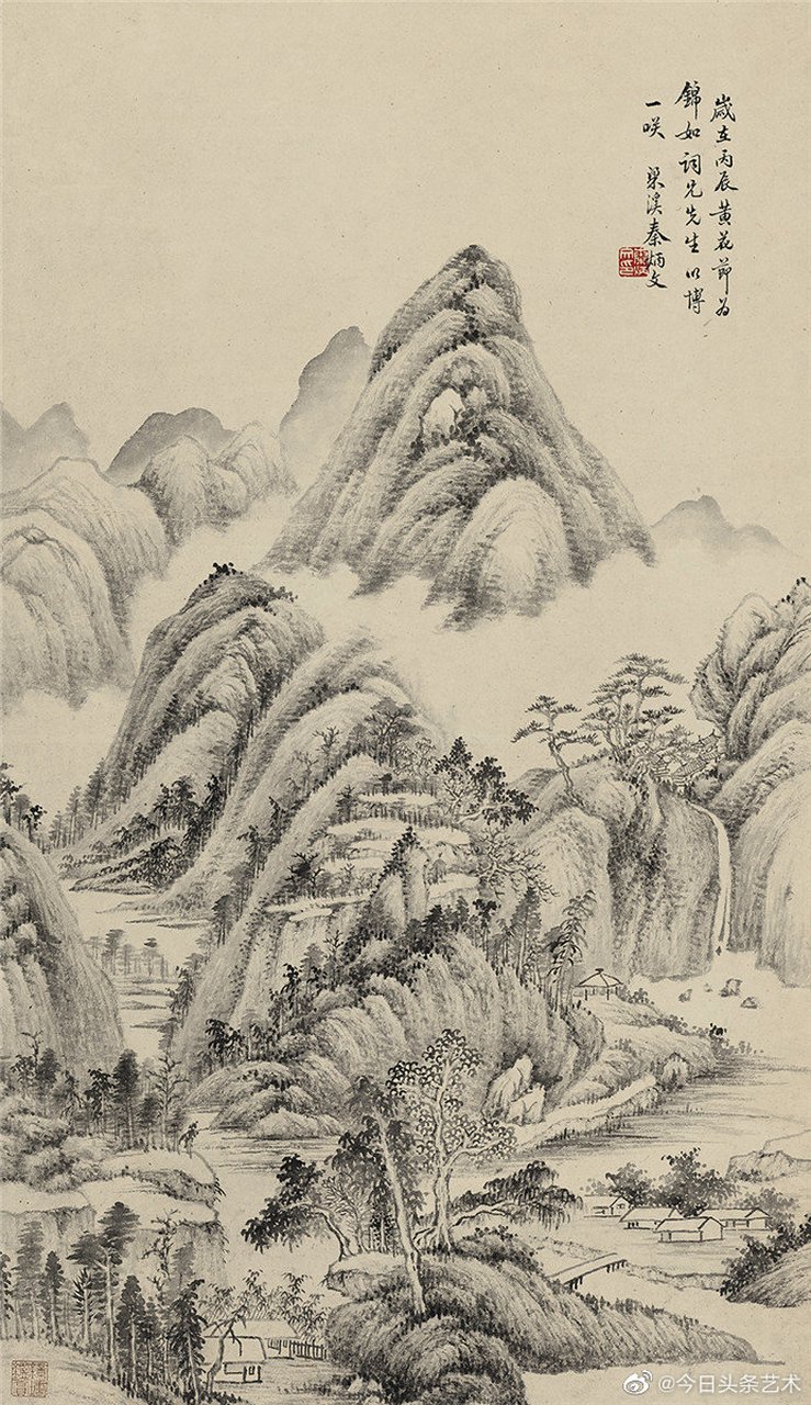 清代画家秦炳文山水画 秦炳文(1803年—1873年,字砚云,号谊亭