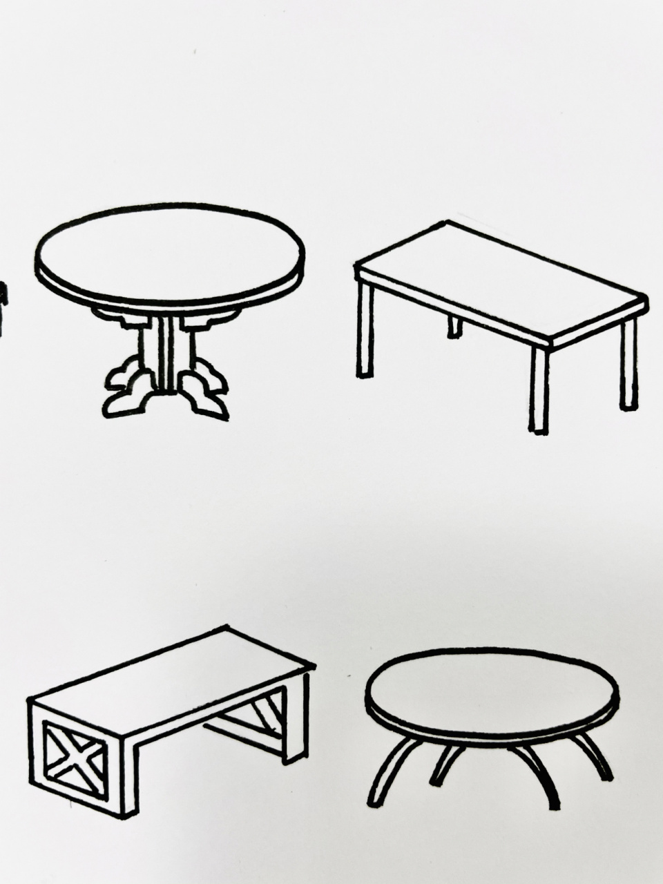 【简笔画】桌子 分享一组桌子简笔画 各种形态 一应俱全 拿出放手帐里