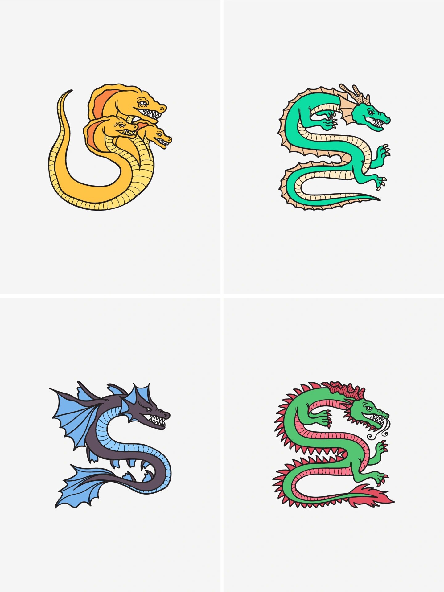 恐龙元素插画logo设计集合