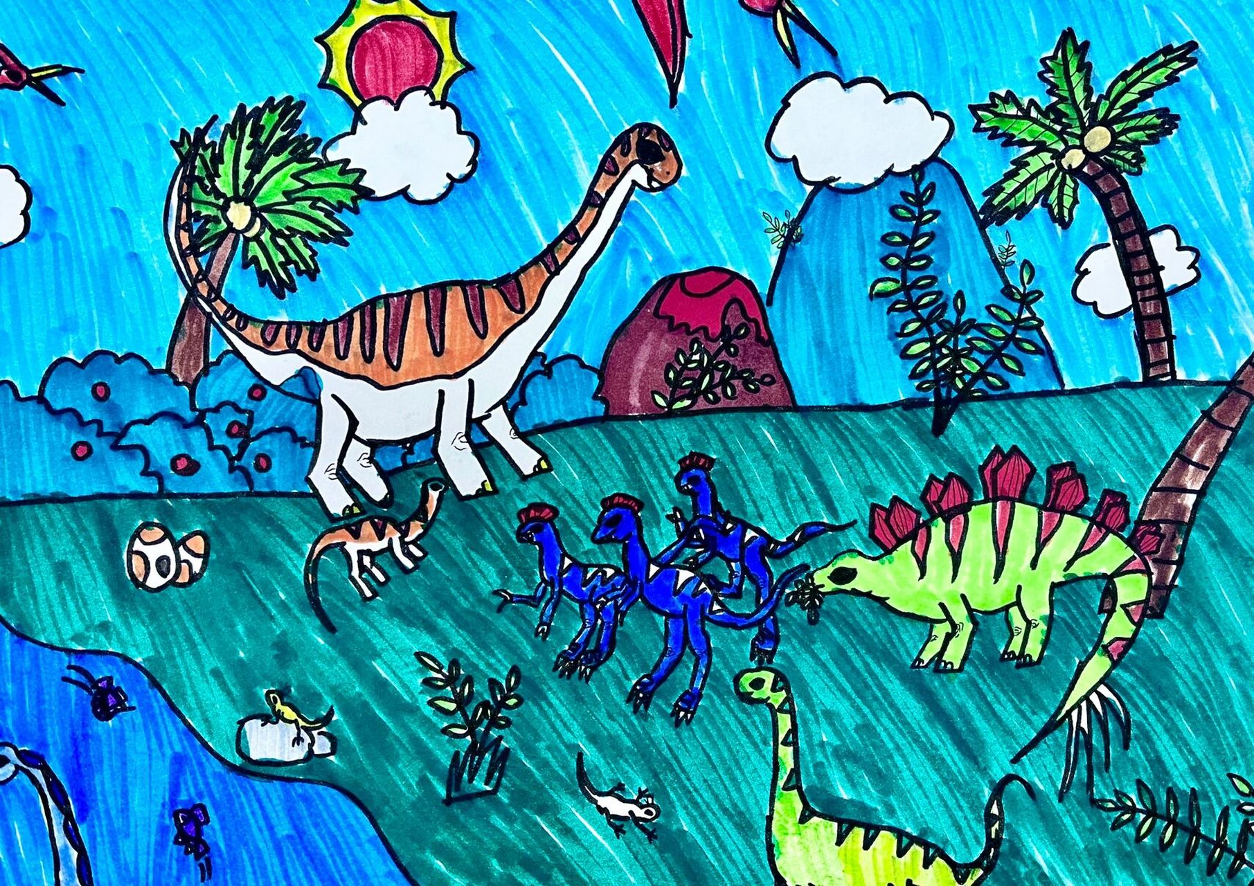 三年级美术画恐龙霸气图片