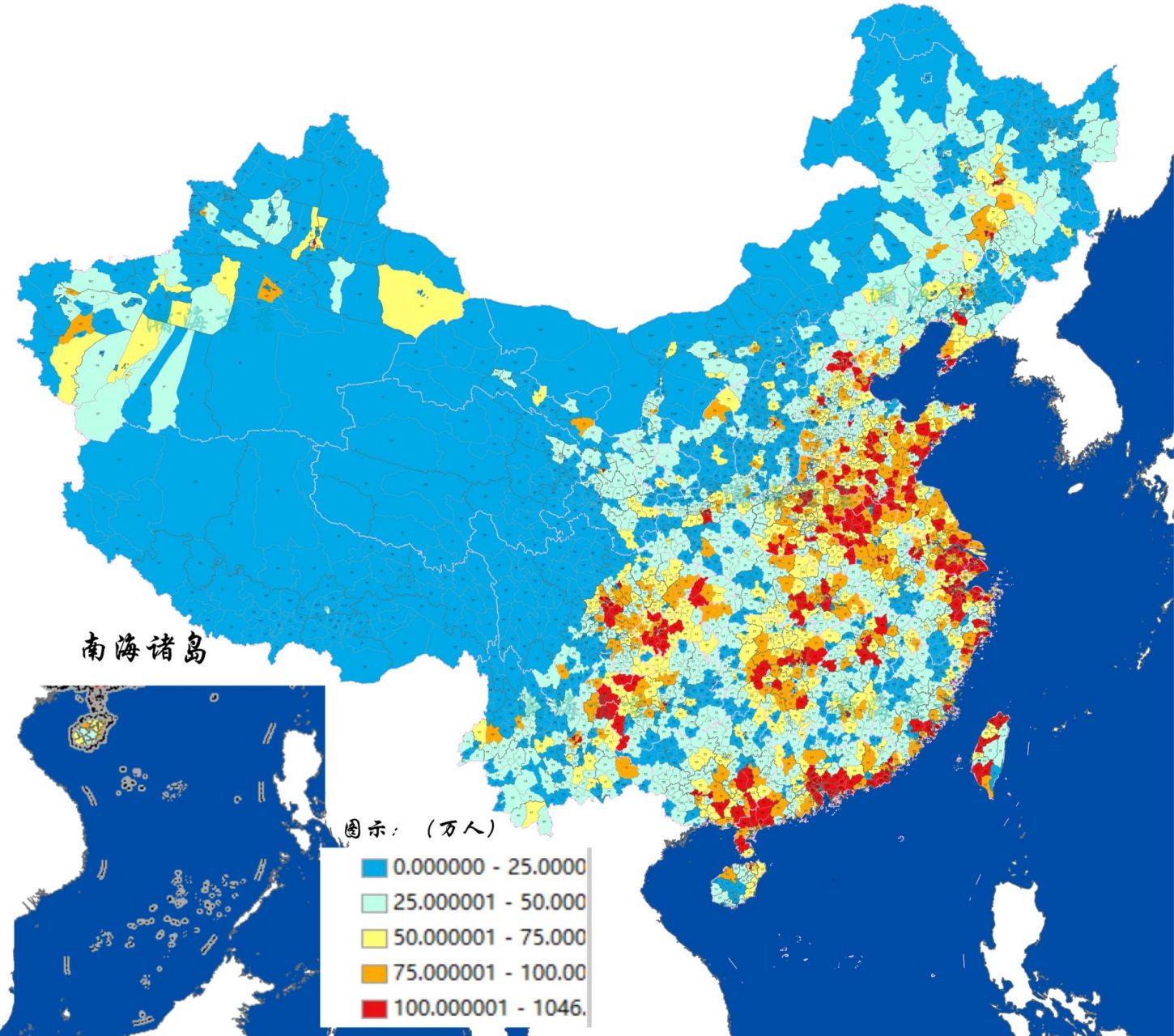 中国人口分布图2019图片