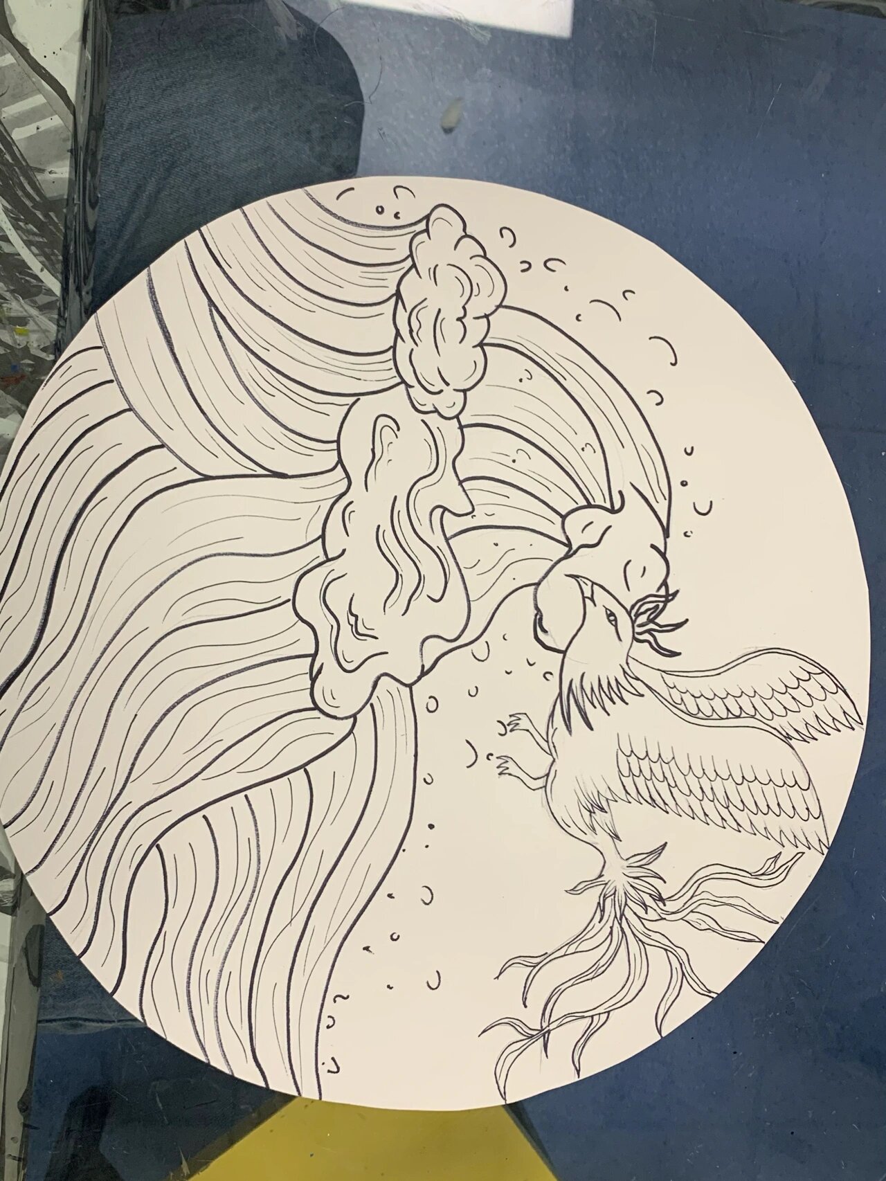 山海经精卫填海 精卫填海 儿童画线描 临摹 适合二年级以上同学 最好