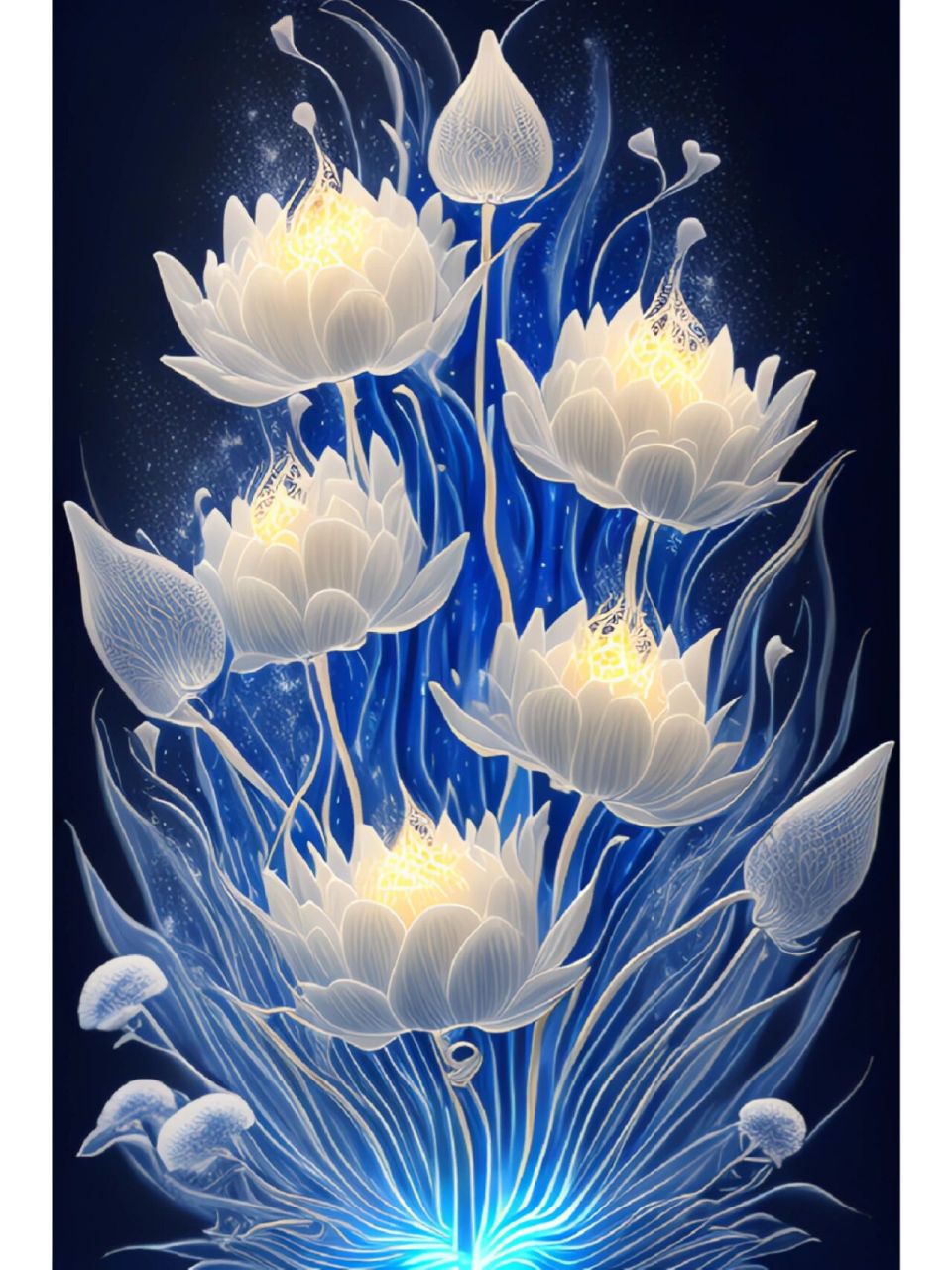 蓝色莲花 ,佛光普照,佛缘. #ai绘画