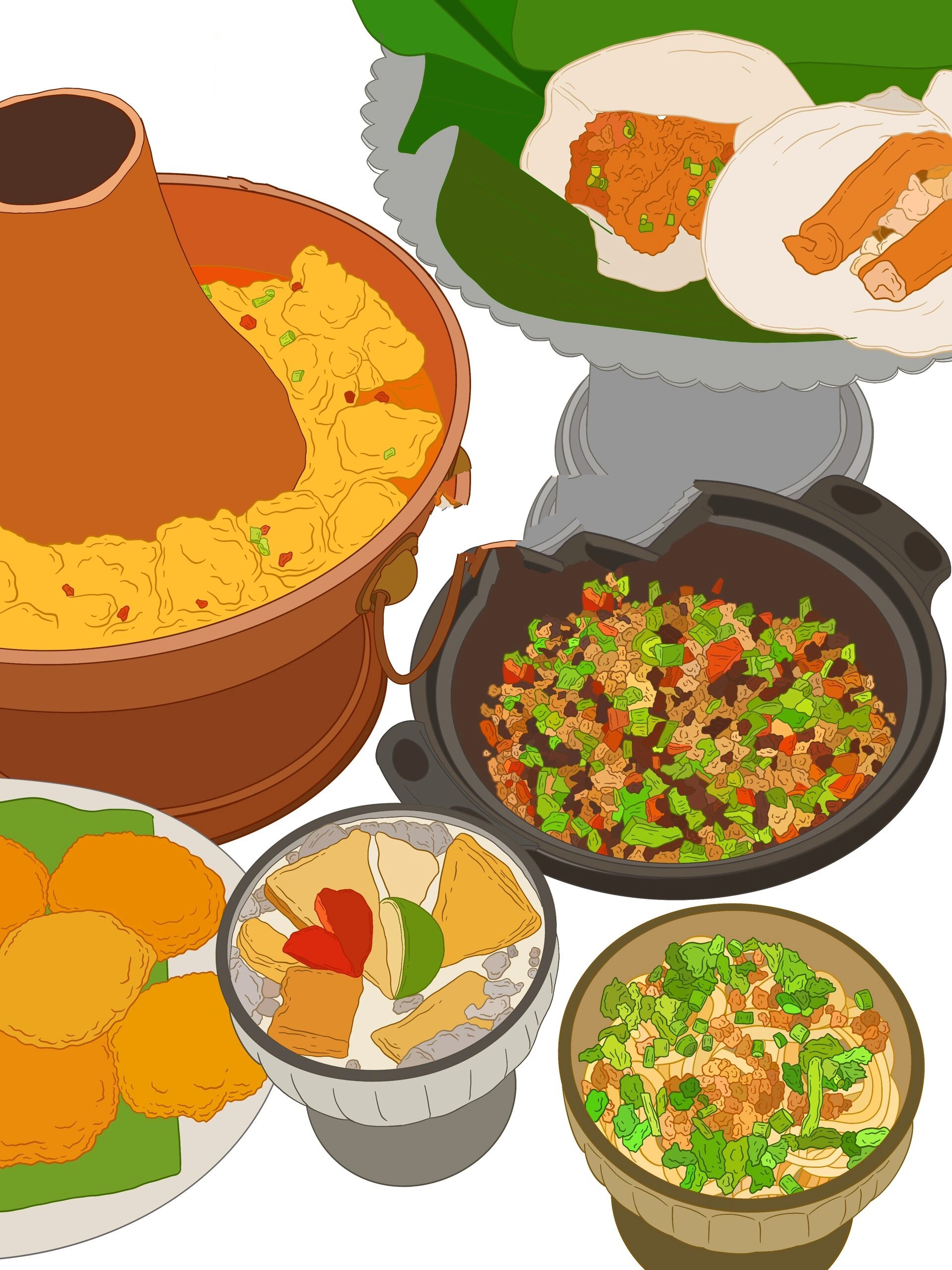 每日一画画|云南傣味美食|ipad手绘美食 彩云之南套餐～ 画画设备