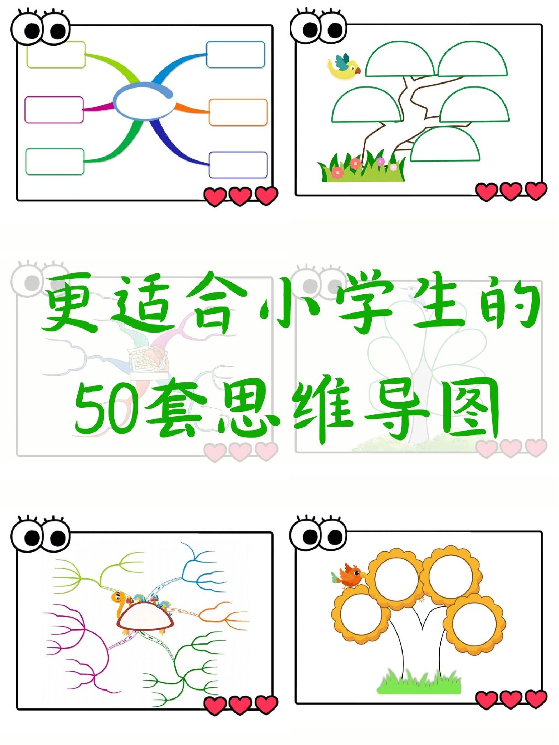 小学生思维导图模板50套：全套覆盖语数英