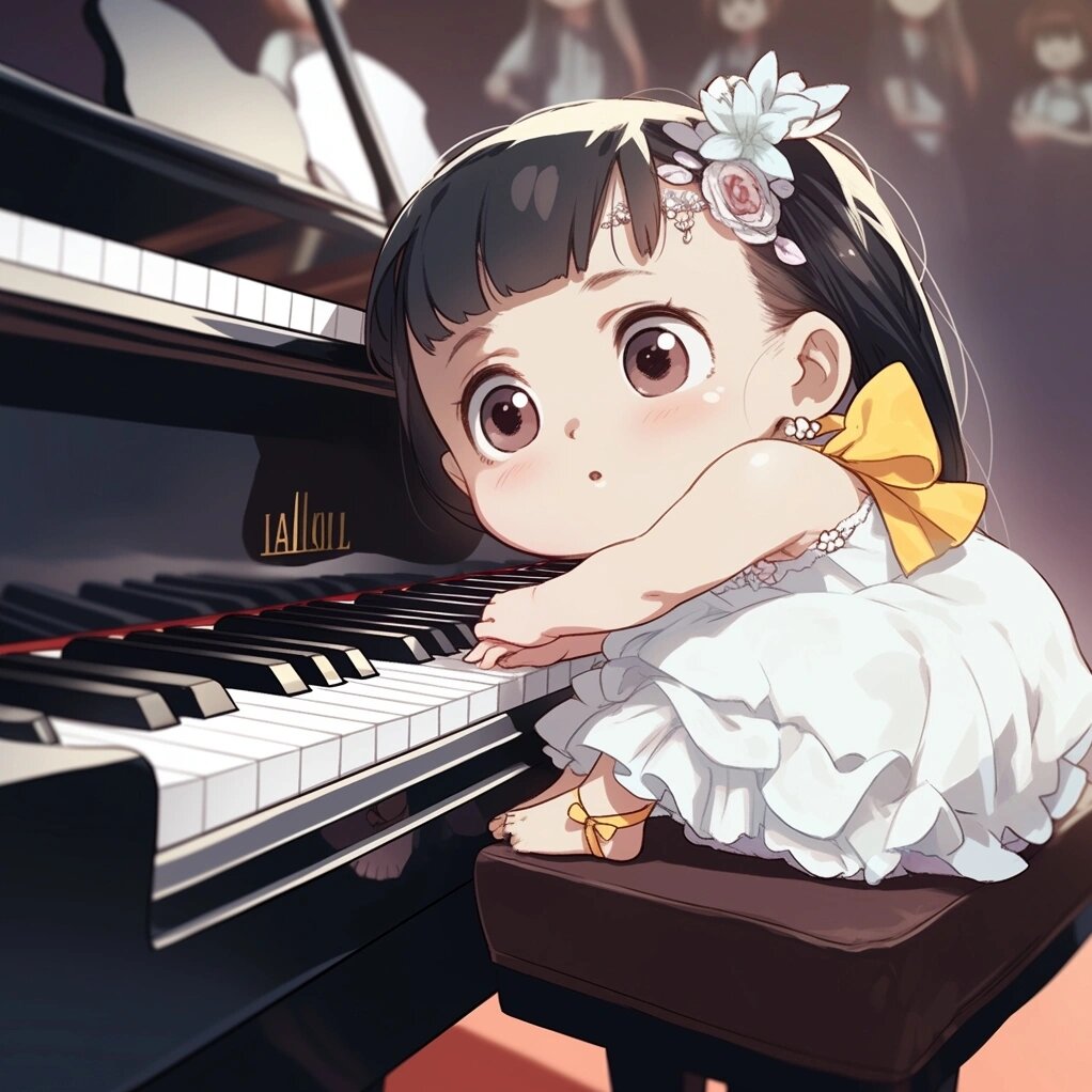 超可爱女生头像:弹钢琴的女孩
