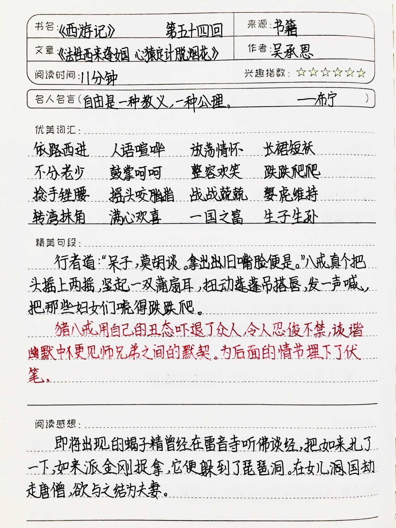 西游记》读书笔记 第五十四回 七上必读