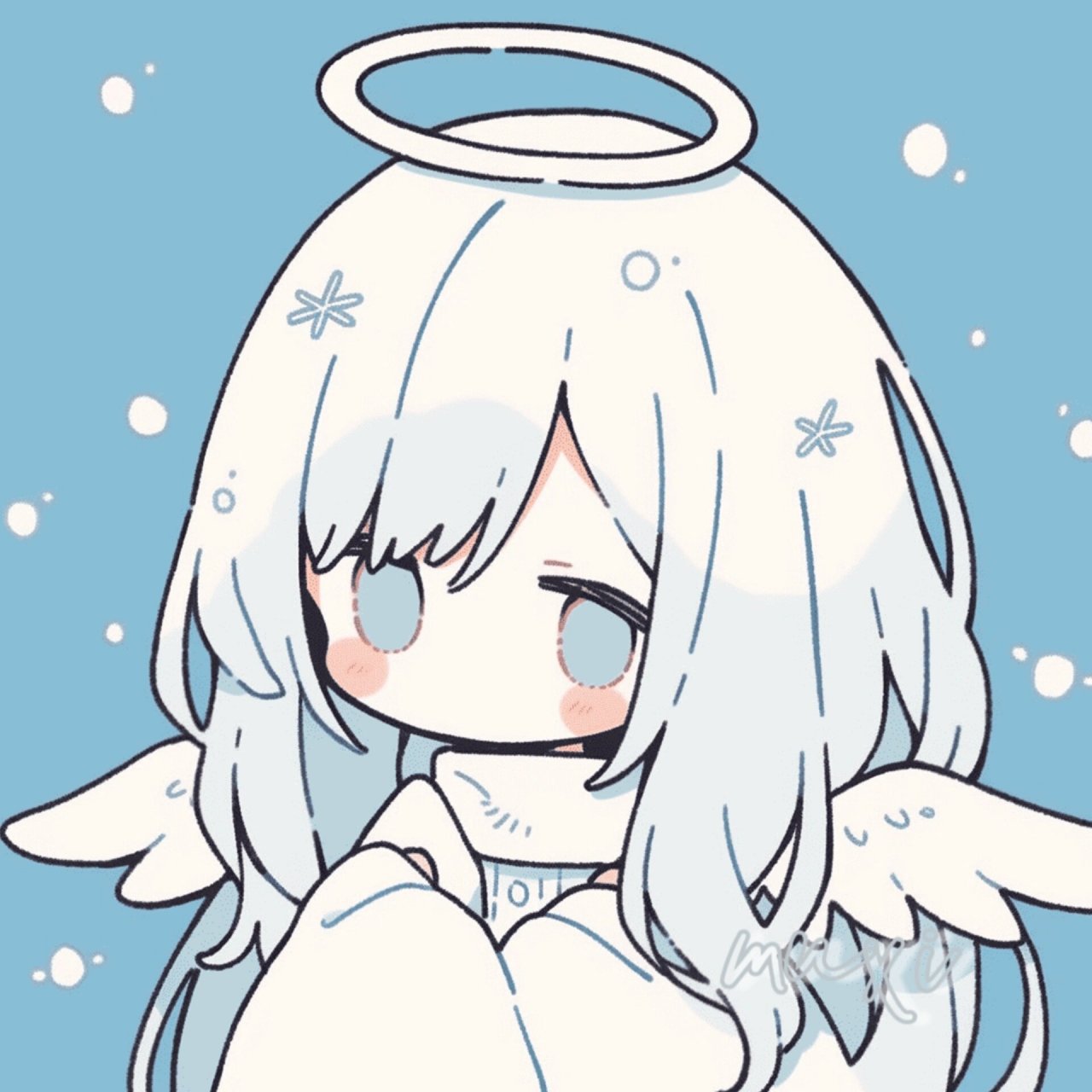 小天使头像|蓝白冬日 7615