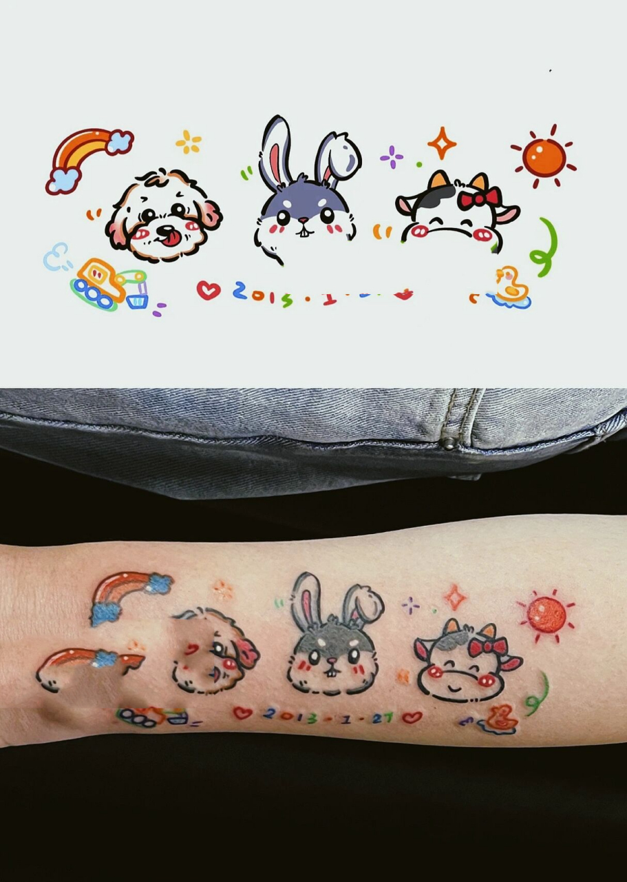 ym tattoo|原创生肖全家福纹身|9215盗图 73客户生肖:兔爸爸和