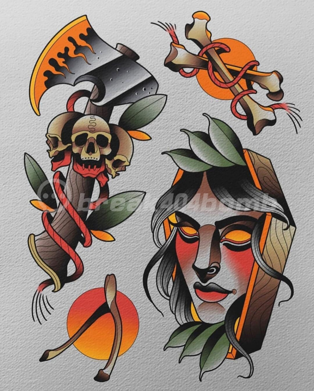 old school纹身手稿丨杭州纹身 彩色纹身手稿oldschool纹身 #纹身