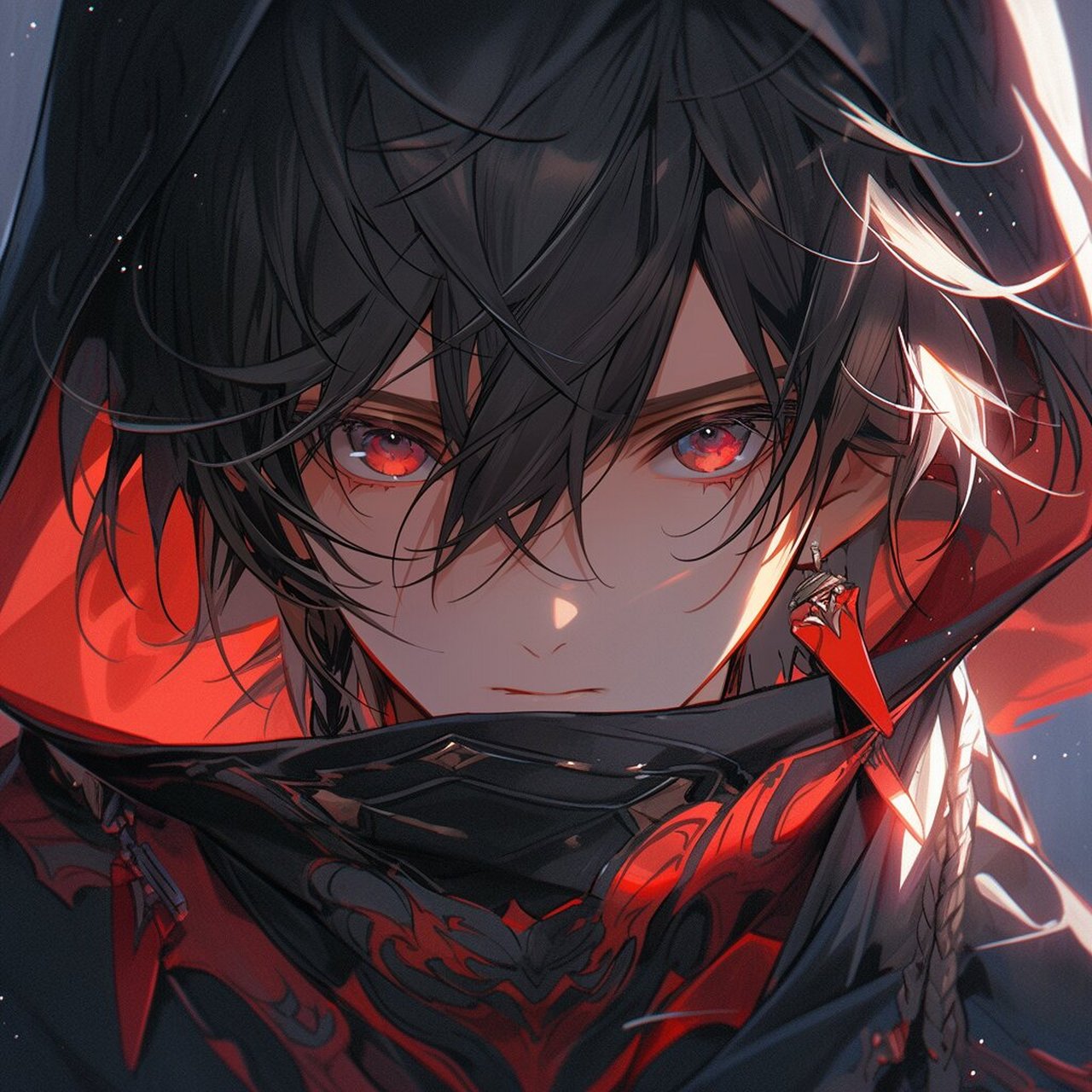 ai绘画|黑发赤瞳少年